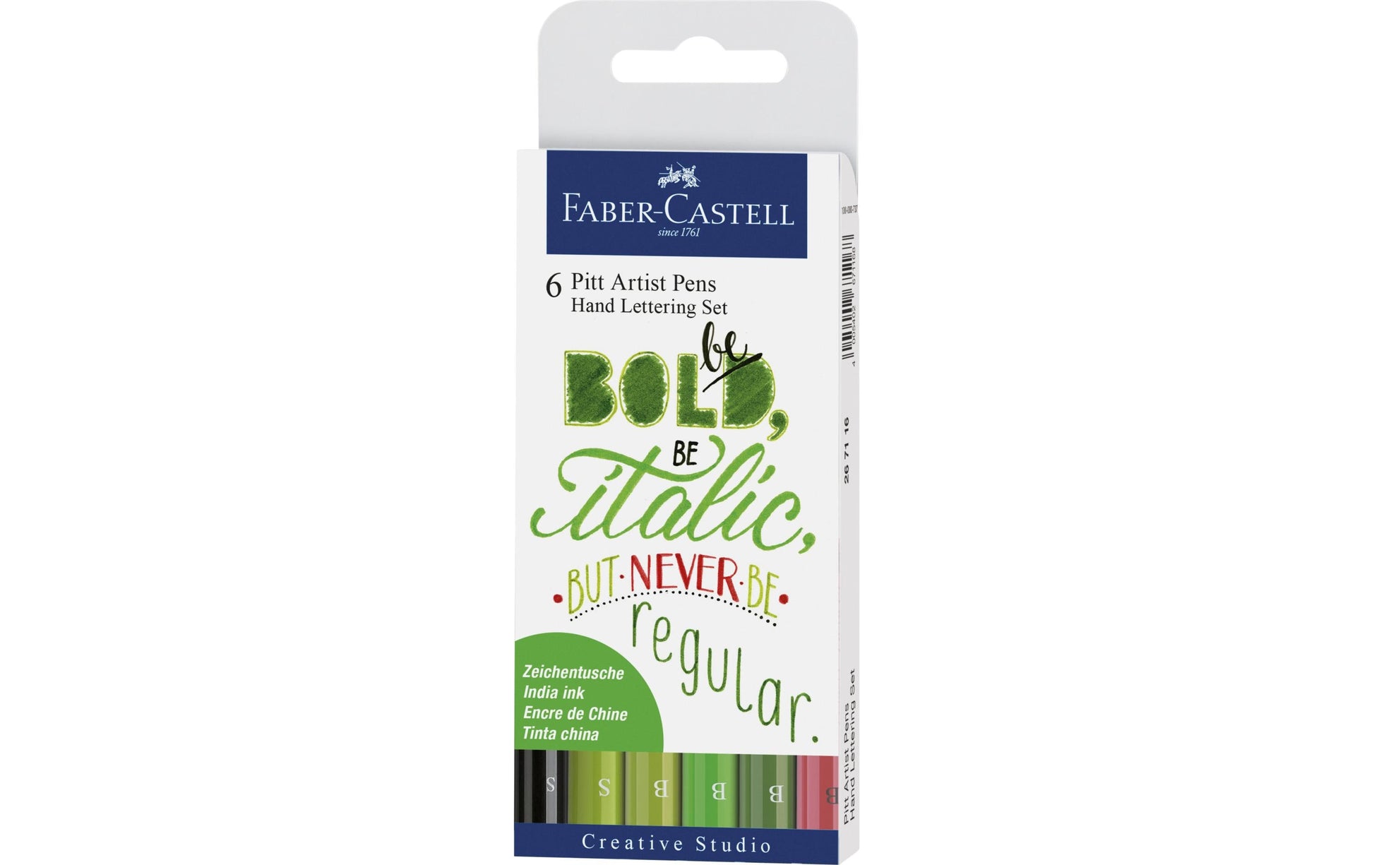 Faber-Castell Tuschefüller Pitt Artist Pen Lettering, Strichbreite 0,3 mm, wasserfest, 6 Stk.