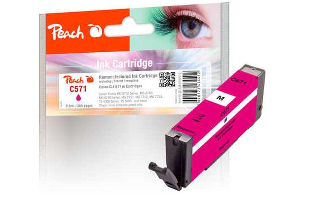 Peach CLI-571 Magenta Tintenpatrone (Kompatibel) – 365 Seiten – für Canon Pixma MG 5700, TS 5000, TS 9000