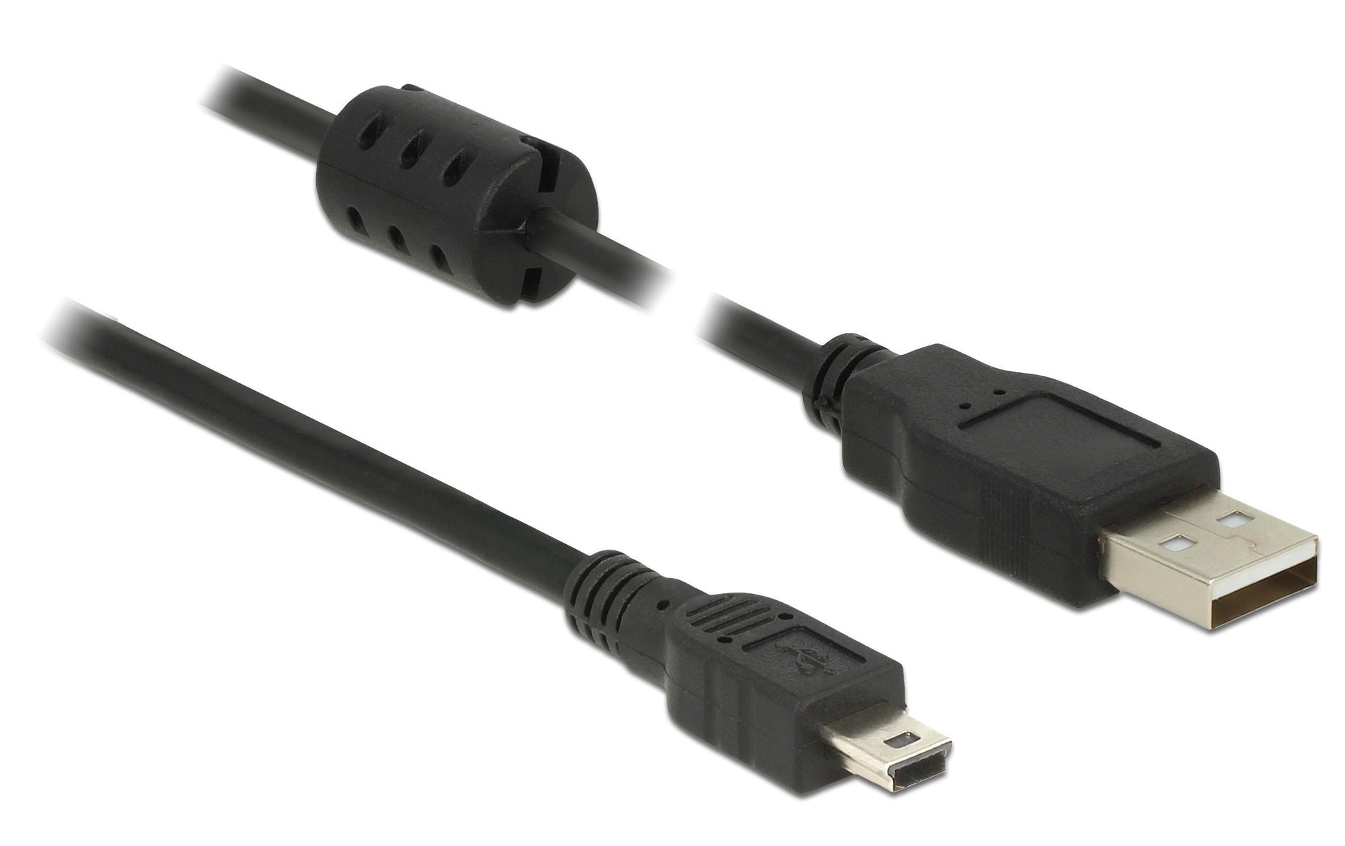 DeLOCK USB-A auf Mini-USB-B Kabel – USB 2.0 (480 Mbit/s) – 0,5 m – magnetisch abgeschirmt – Schwarz