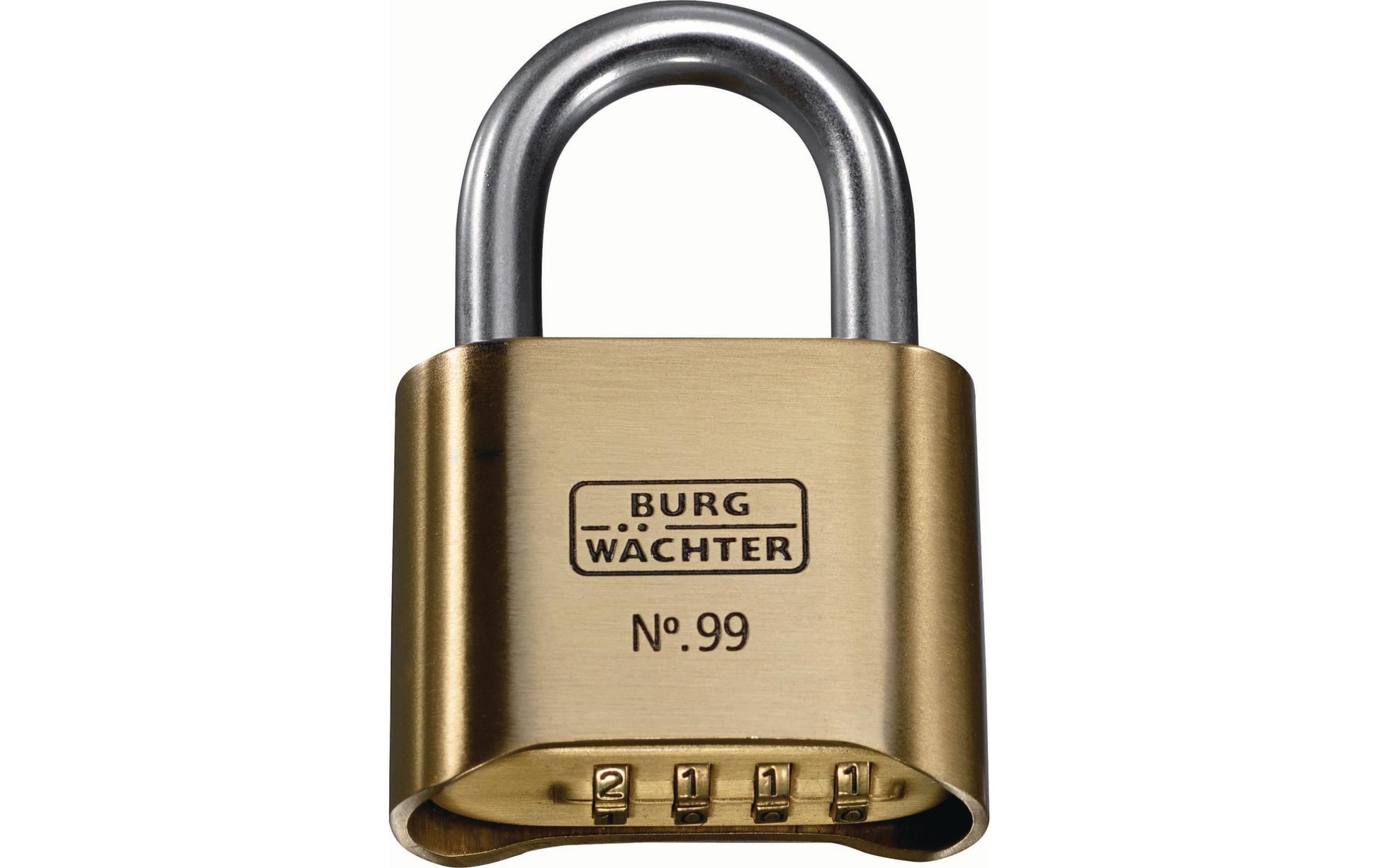 BURG-WÄCHTER 99 Ni 50 Mechanisches Vorhängeschloss – Messing, Bügel 30×25 mm, Schäkeldurchmesser 8 mm, Aussen