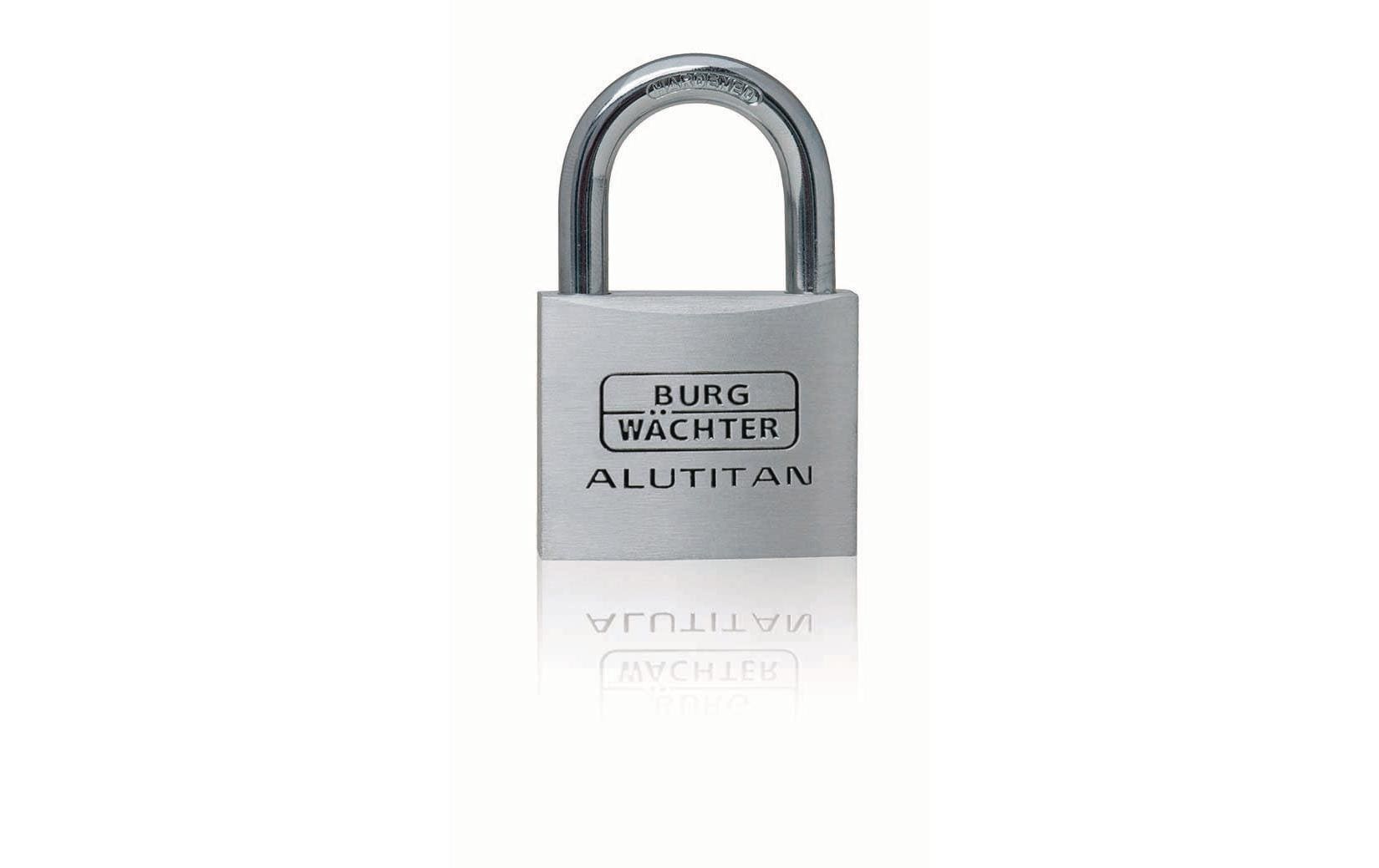 BURG-WÄCHTER Burgwächter Alutitan Mechanisches Vorhängeschloss – Aluminium, Bügel 23,5×22 mm, Ø 6,5 mm, Aussen, Grau