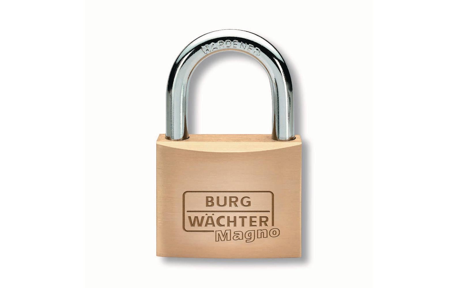 BURG-WÄCHTER Burgwächter Magno Mechanisches Vorhängeschloss – Messing, Bügel 29,5×28 mm, Ø3 mm, Aussen, Gold