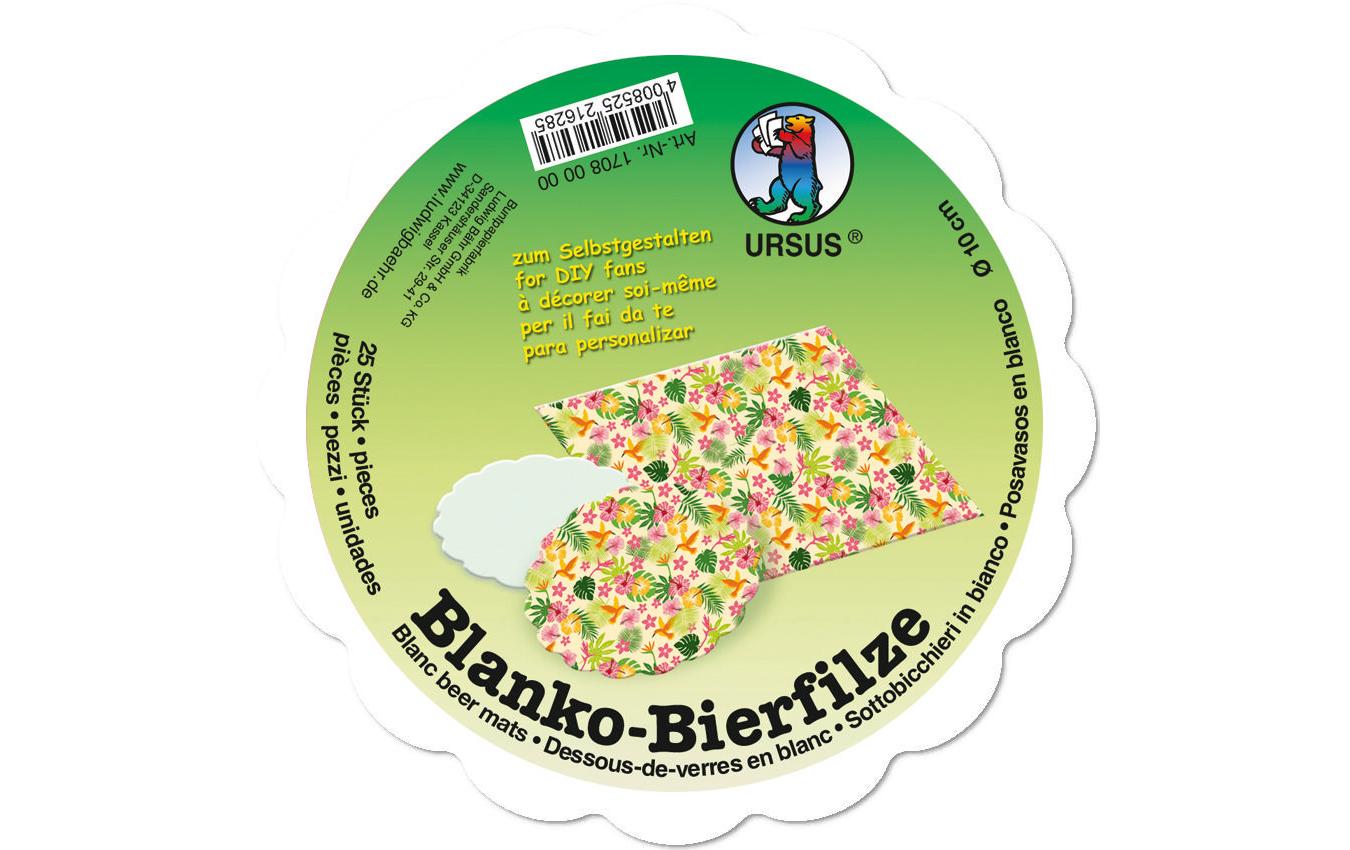 URSUS Papp-Bierdeckel Blume – Weiss – Ø 10 cm – Karton – 100 Stk – unbedruckt