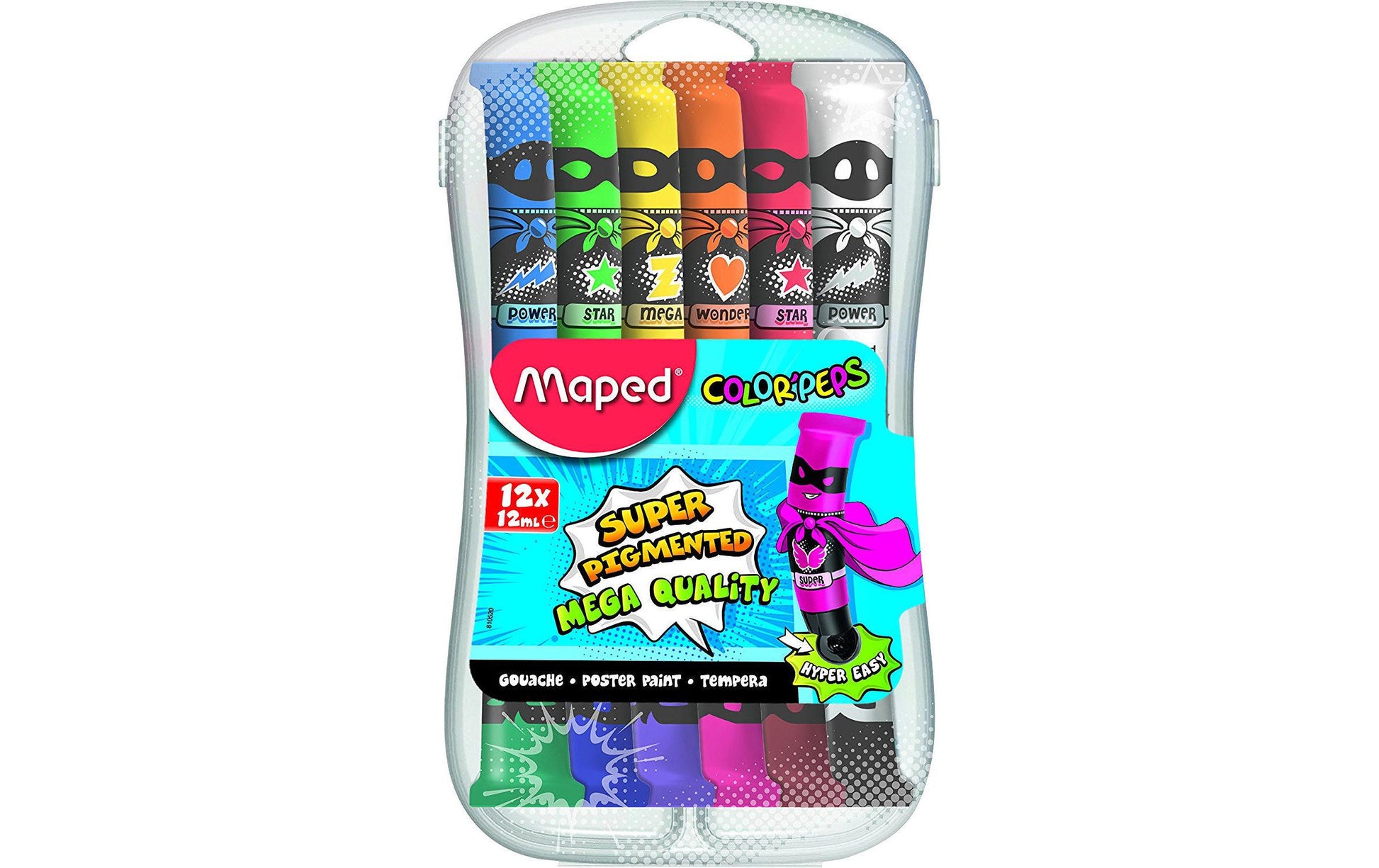 Maped Gouache – Mehrfarbig – Set 12 Farben – 12×12 ml (144 ml) – Kunststoffkasten