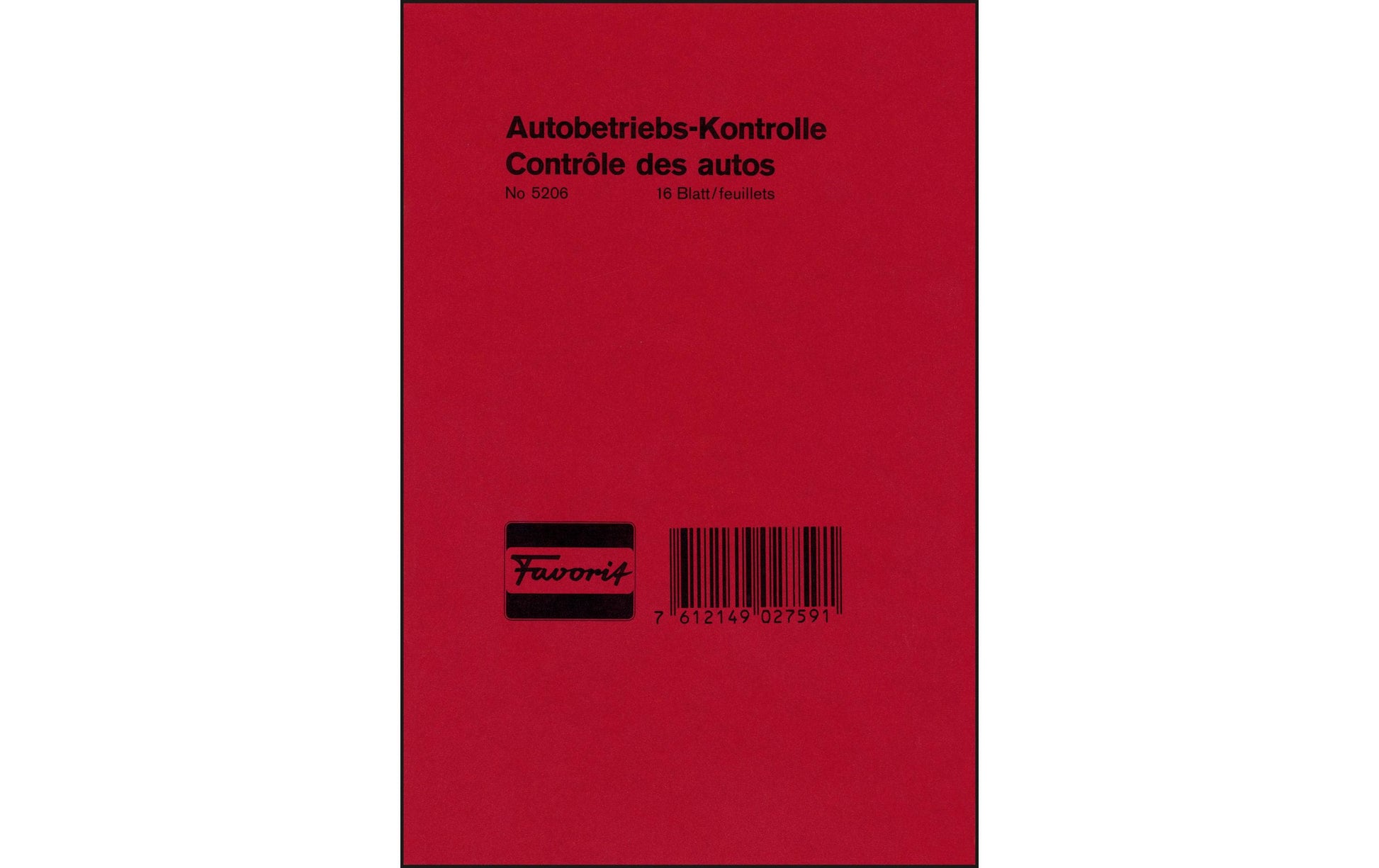 Favorit Formularblock – Autobetriebs-Kontrolle, mehrsprachig, 16 Blatt, 120 × 180 mm, Pressspan