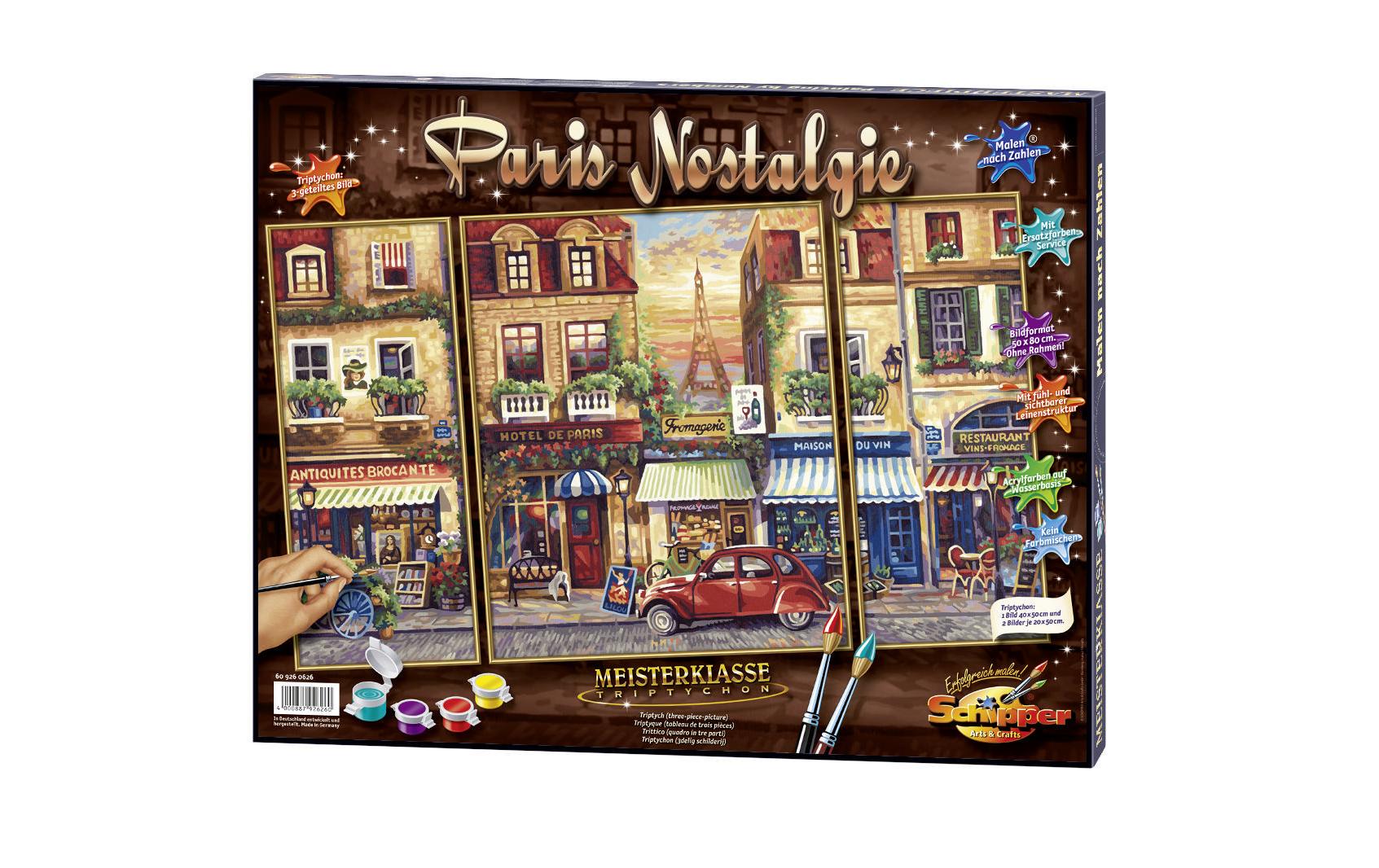 Schipper Paris Nostalgie – Malen-nach-Zahlen-Set – 3-teilig, 40 × 50 cm + 2 × 20 × 50 cm – ab 8 Jahren