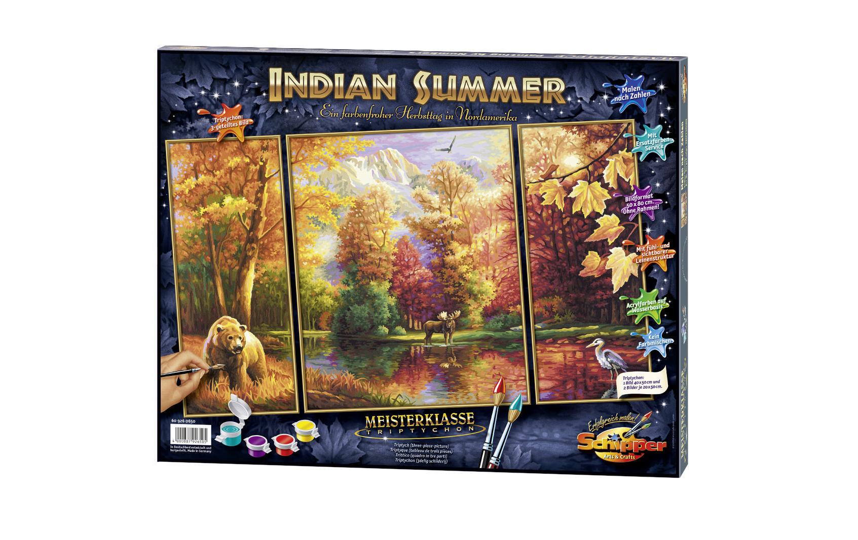 Schipper Malen-nach-Zahlen-Set Indian Summer (Triptychon) – 3-teilig, 40 × 50 cm, 20 × 50 cm – ab 8 Jahren