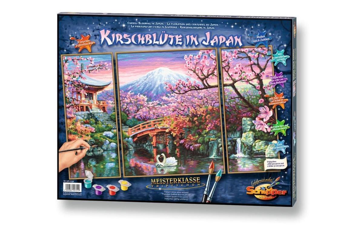 Schipper Malen-nach-Zahlen-Set – Kirschblüte in Japan (Triptychon) – 3-teilig, 80 × 50 cm – ab 8 Jahren