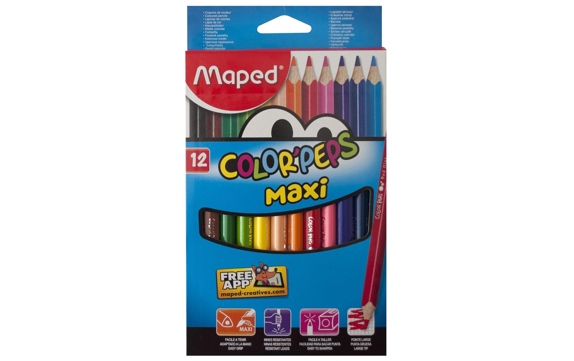 Maped Color Peps Maxi Farbstifte – 12 Farben, Ø 5 mm, Karton