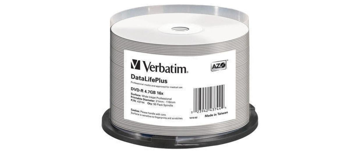 Verbatim DVD-R 4,7 GB – 16×, bedruckbar, 50er Spindel