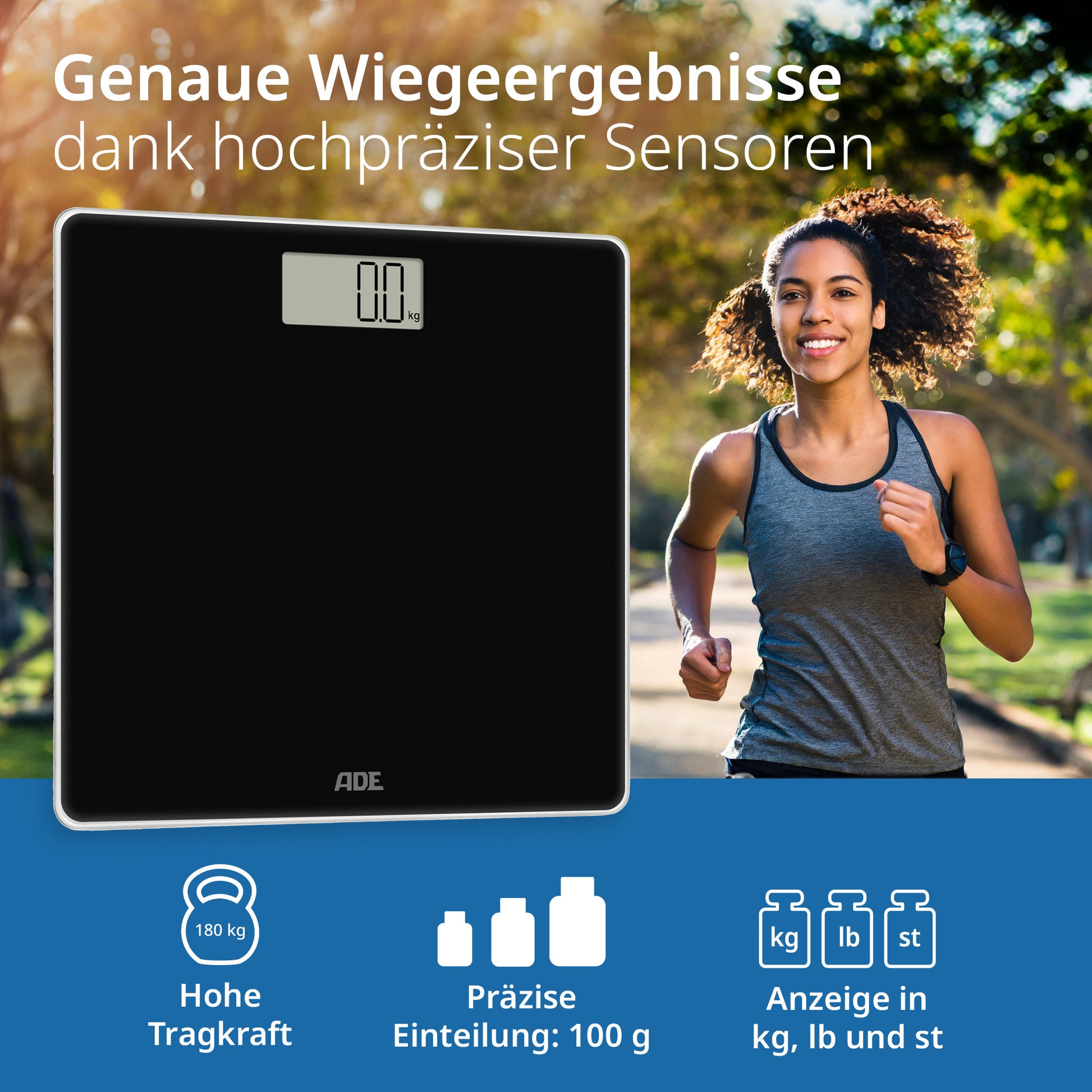 ADE Digitale Personenwaage Amina – Glas – 180 kg
