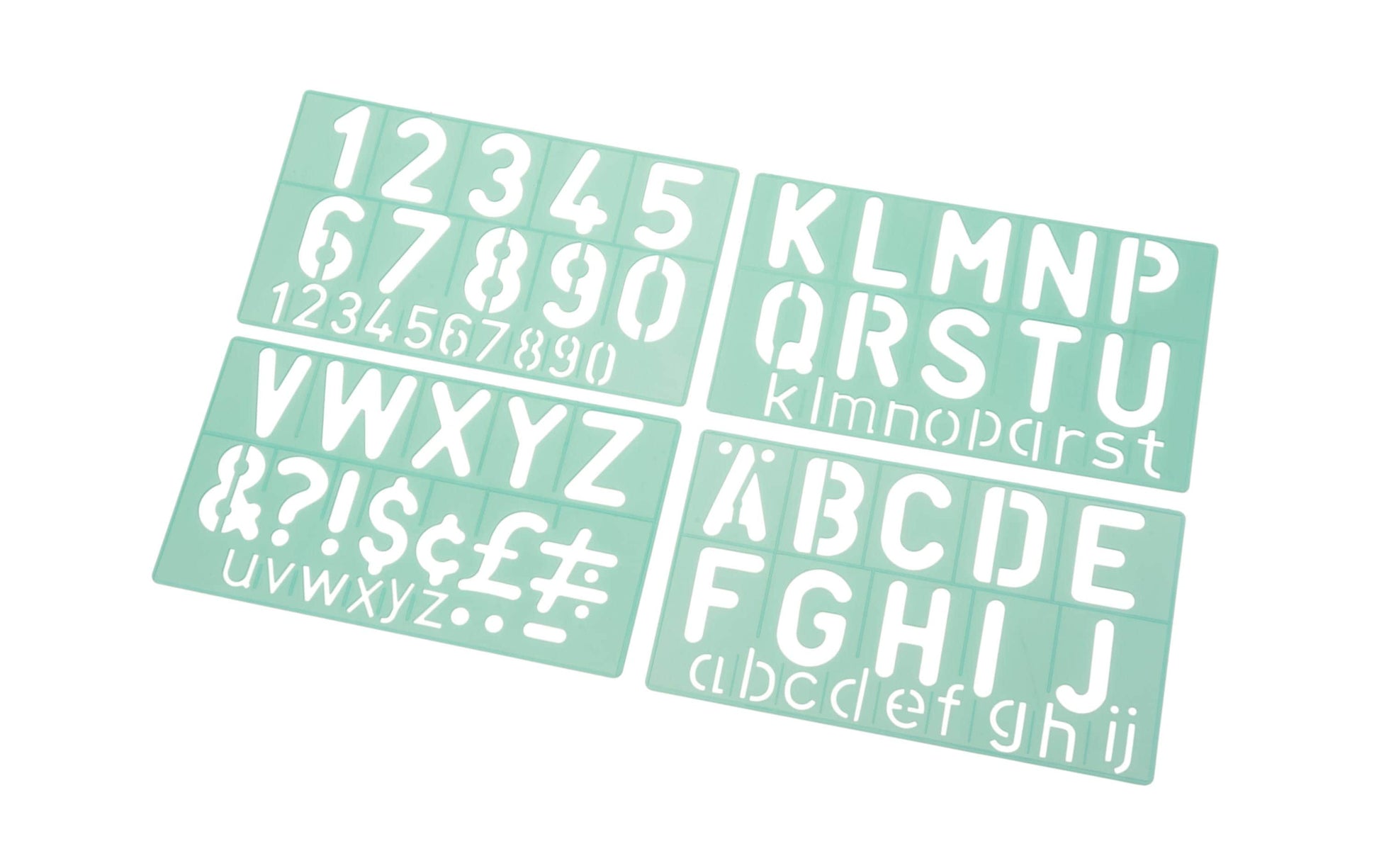 Linex Professionelle Schriftschablone – Zeichenhöhe 50 mm, 250 × 140 mm, Kunststoff, Grün