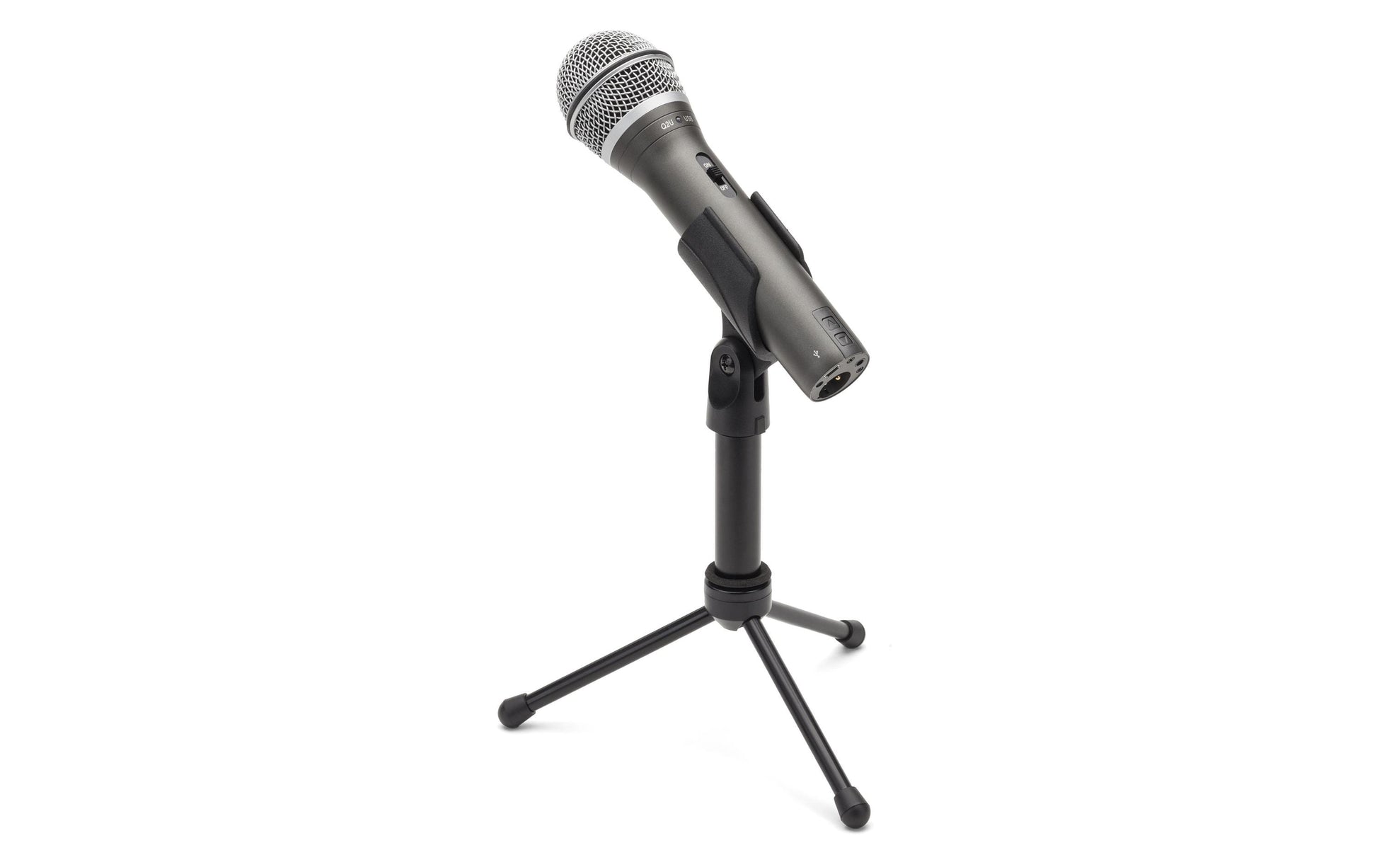 Samson Q2U Tischmikrofon – USB, 3,5 mm Klinke, kabelgebunden, Niere, 16 Bit/48 kHz, Silber