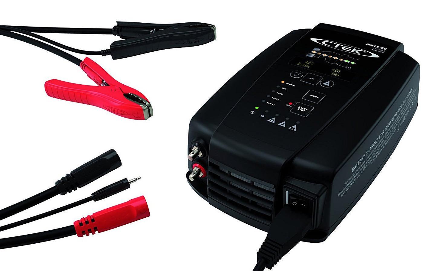 Ctek MXTS 40 Batterieladegerät 12/24 V, 40 A – 8-Stufig, für Blei-Säure (nass, AGM, Gel), Auto – Schwarz