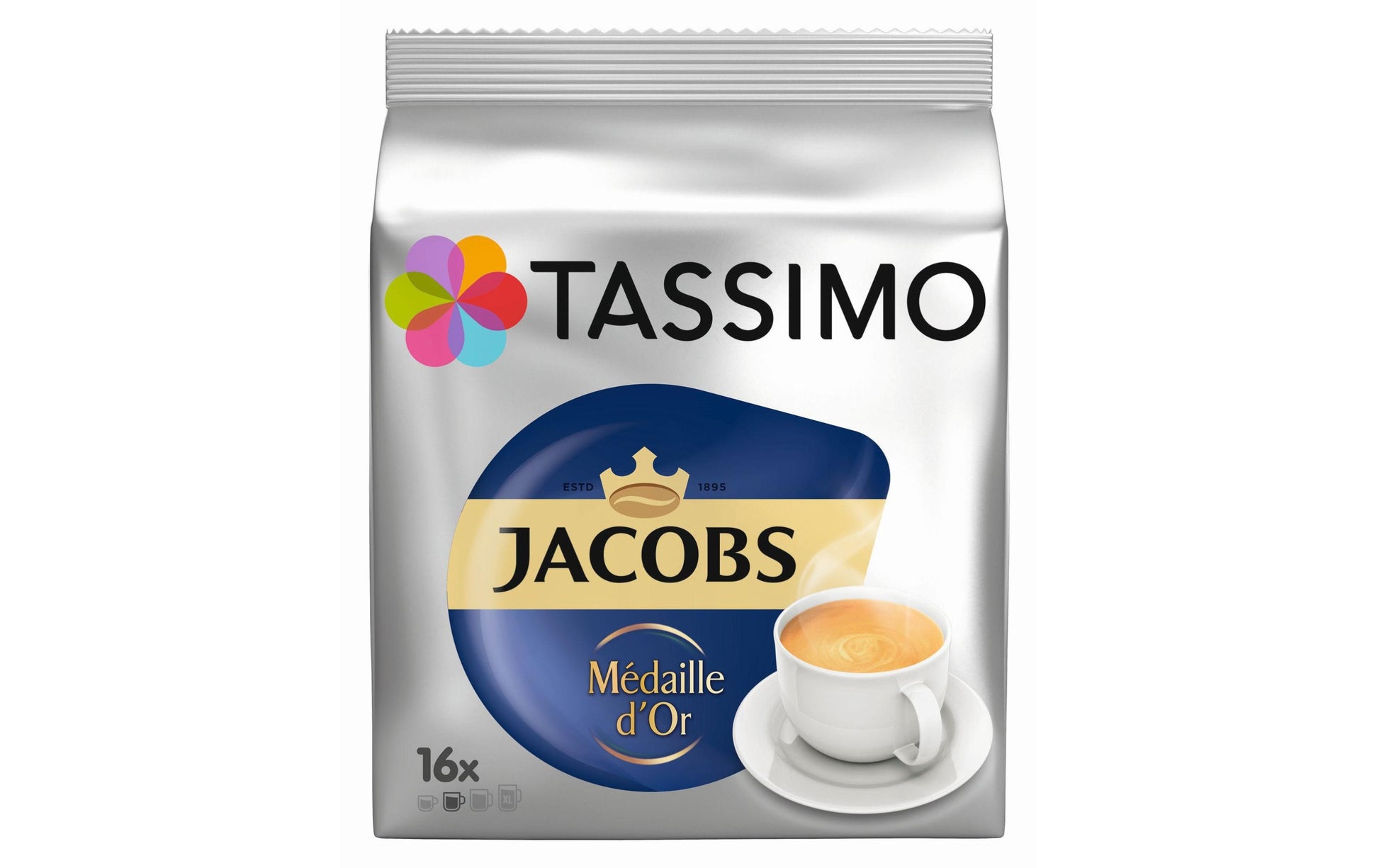 TASSIMO Jacobs Médaille d'Or – Kapseln für TASSIMO T DISC – Café Crème, Intensität 3, 16 Kapseln