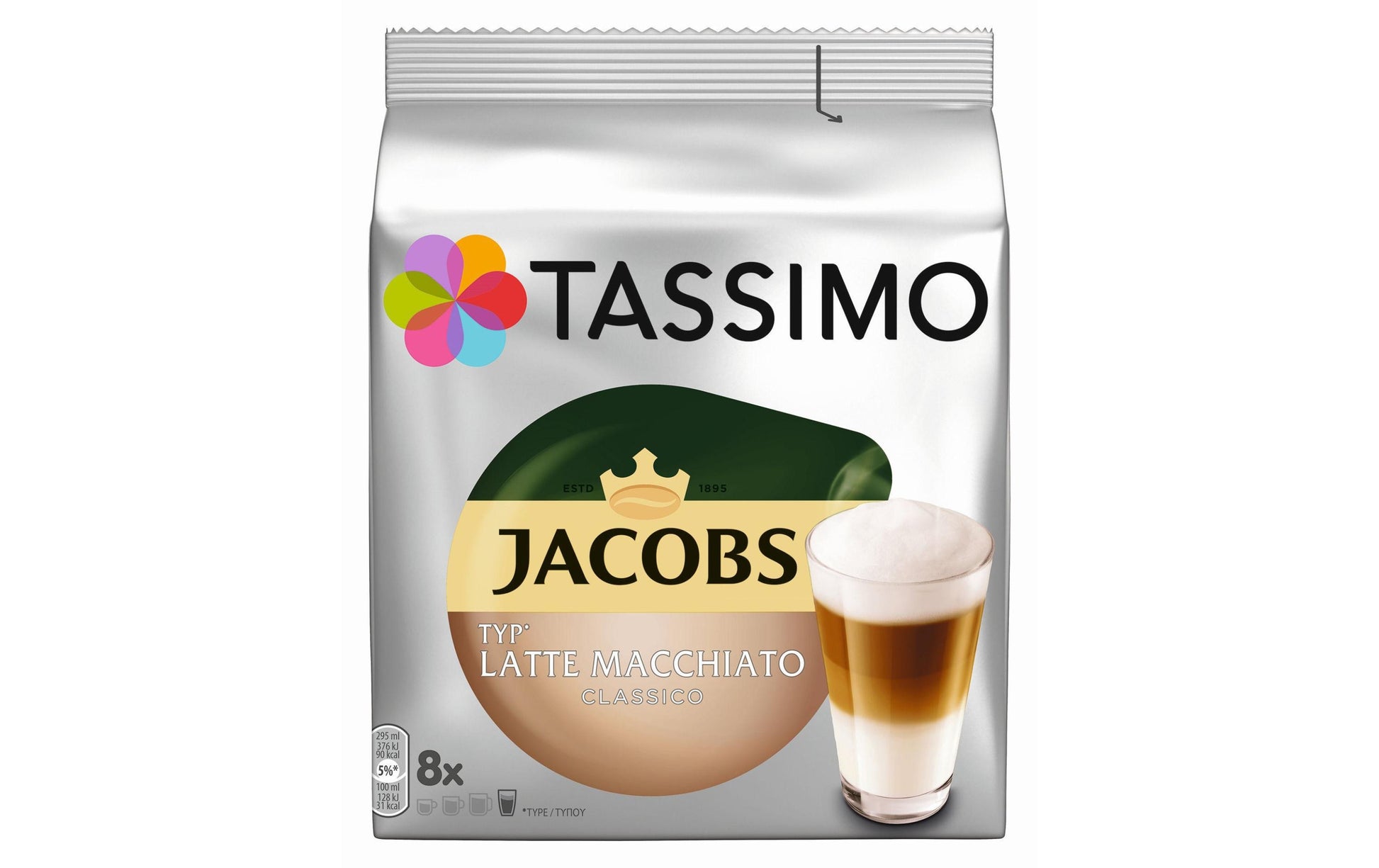 TASSIMO Jacobs Latte Macchiato – Kapseln für TASSIMO T DISC – 8 Getränke