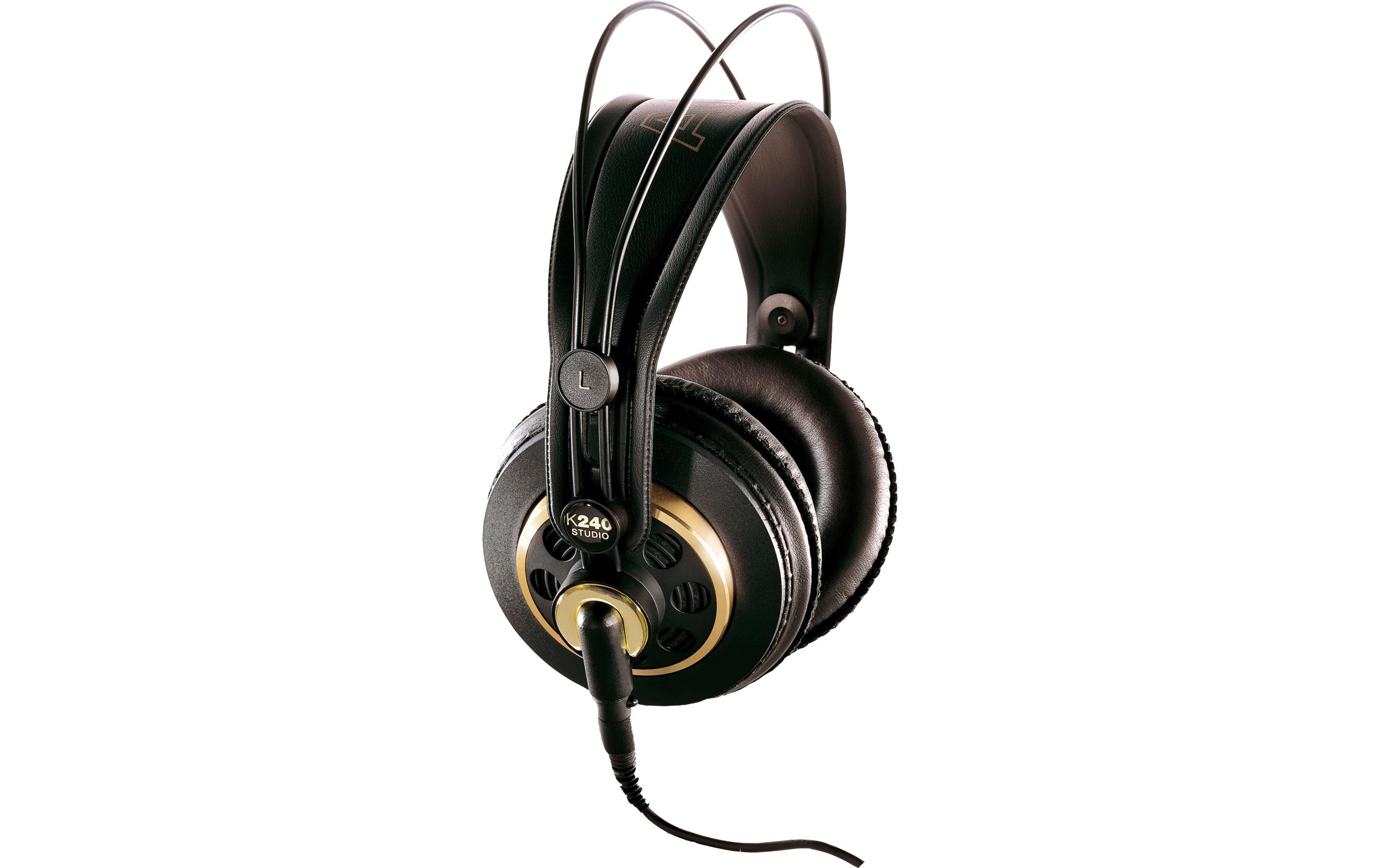 AKG K240 Studio – Over-Ear Studiokopfhörer – 3,5 mm – Halboffen, abnehmbares Kabel, 55 Ω – Schwarz/Gold