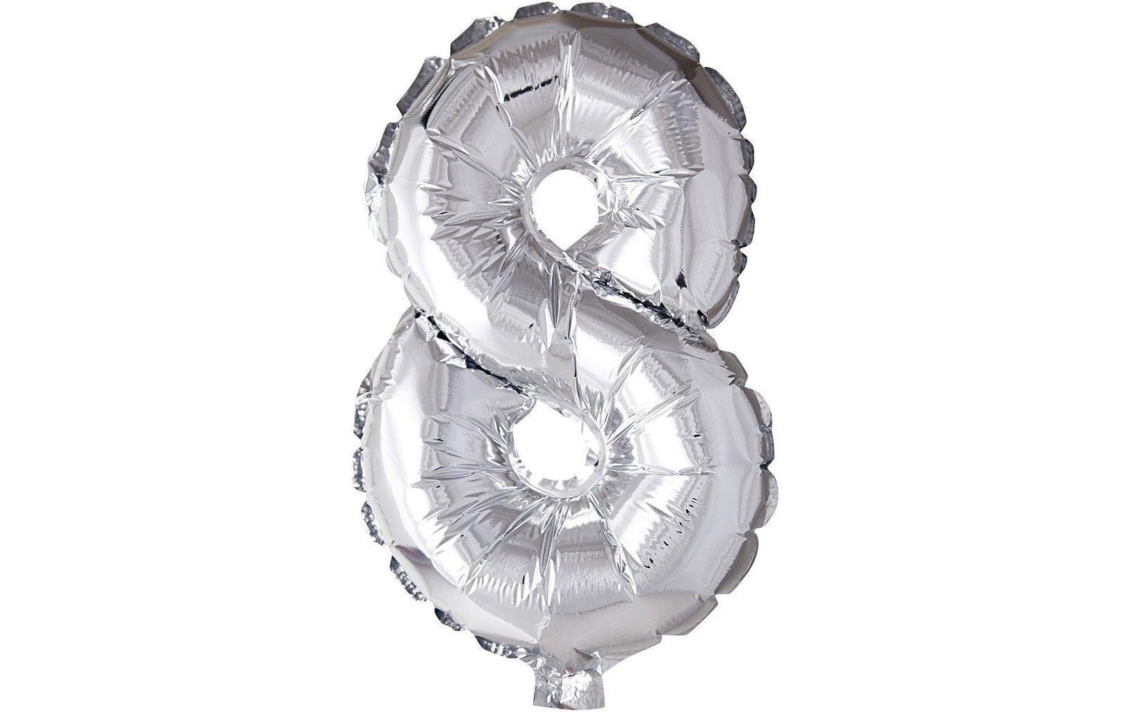 Creativ Company Folienballon Zahl 8 – Silber – 41 cm – Folie – 1 Stück