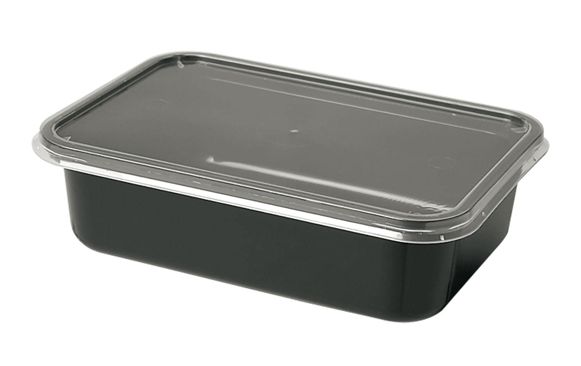 Papstar Take-away-Box, Kunststoff – 750 ml, 182 × 135 × 45 mm, schwarz – 25 Stk.