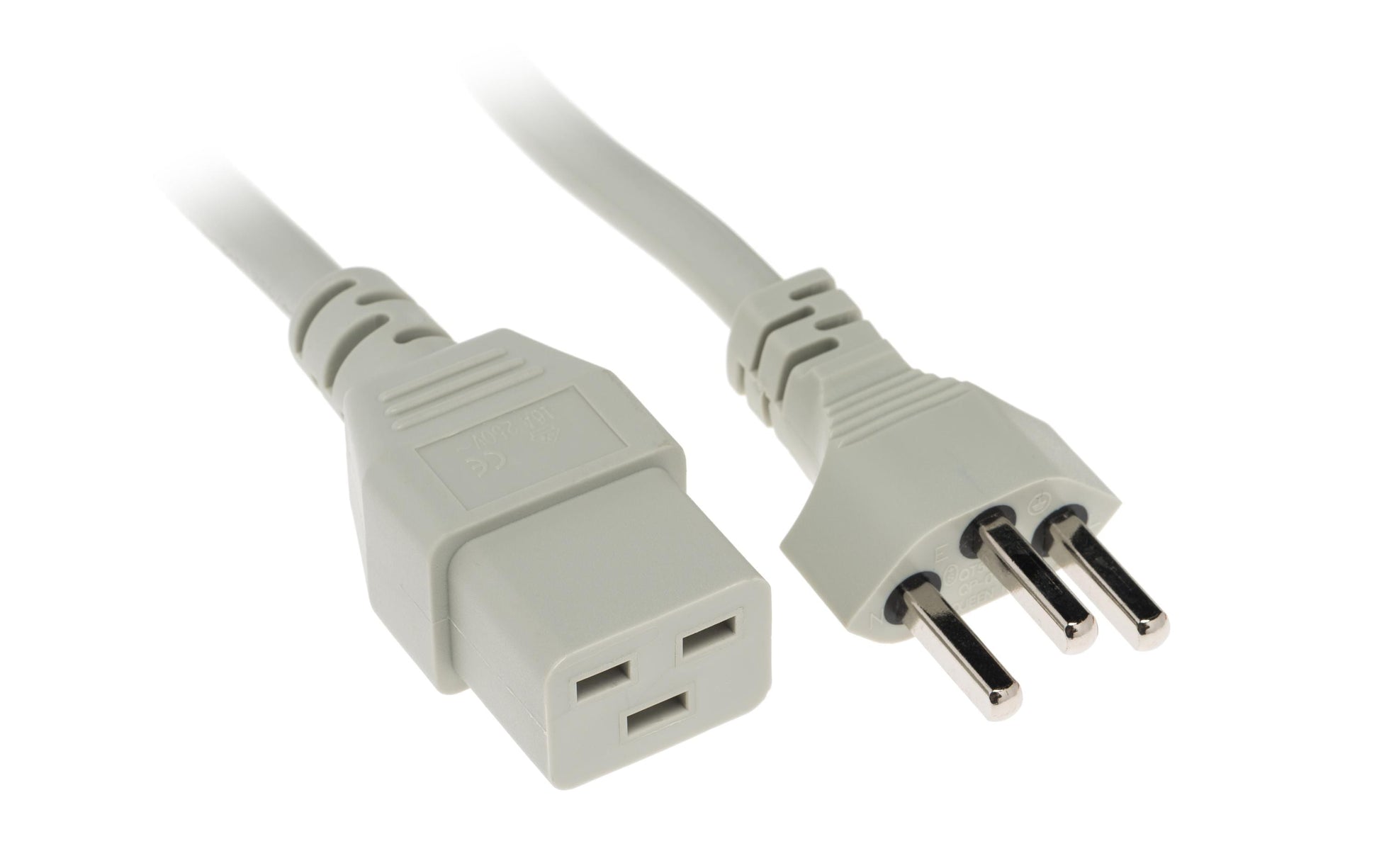 Diggelmann Netzkabel, T23 auf IEC C19, 1,75 m, Grau