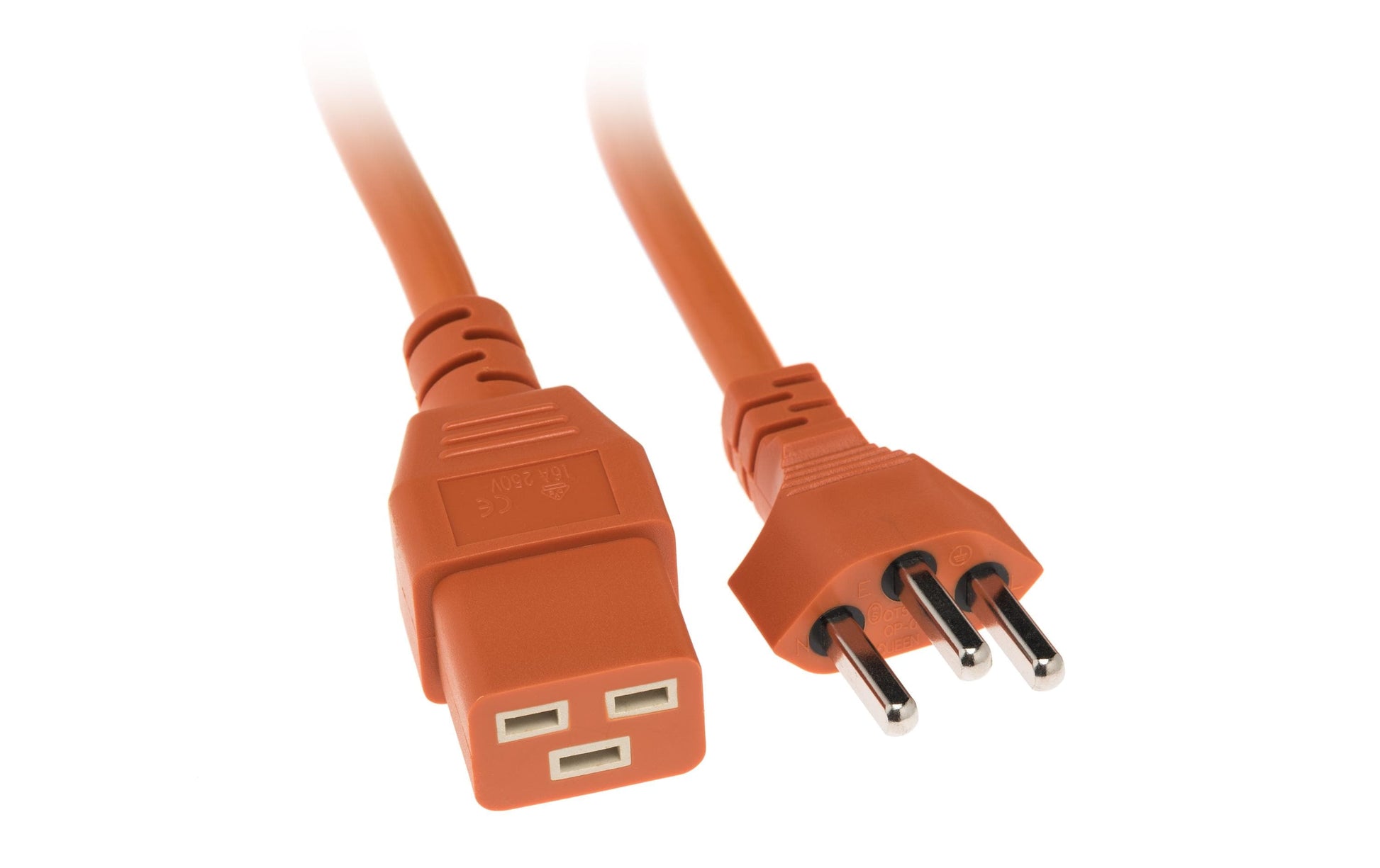 Diggelmann Netzkabel, T23 auf IEC C19, 3 m, Orange