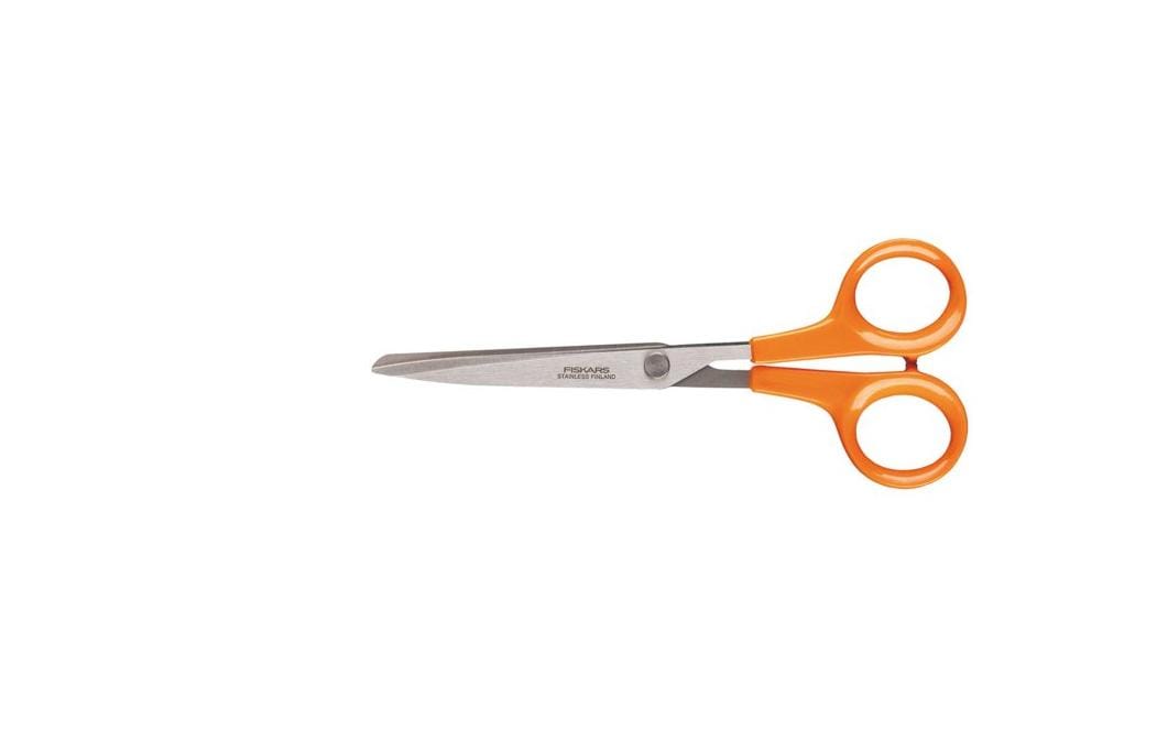 Fiskars Universalschere – 17 cm, Edelstahl, für Rechts- und Linkshänder, spitz, Kunststoff, Orange