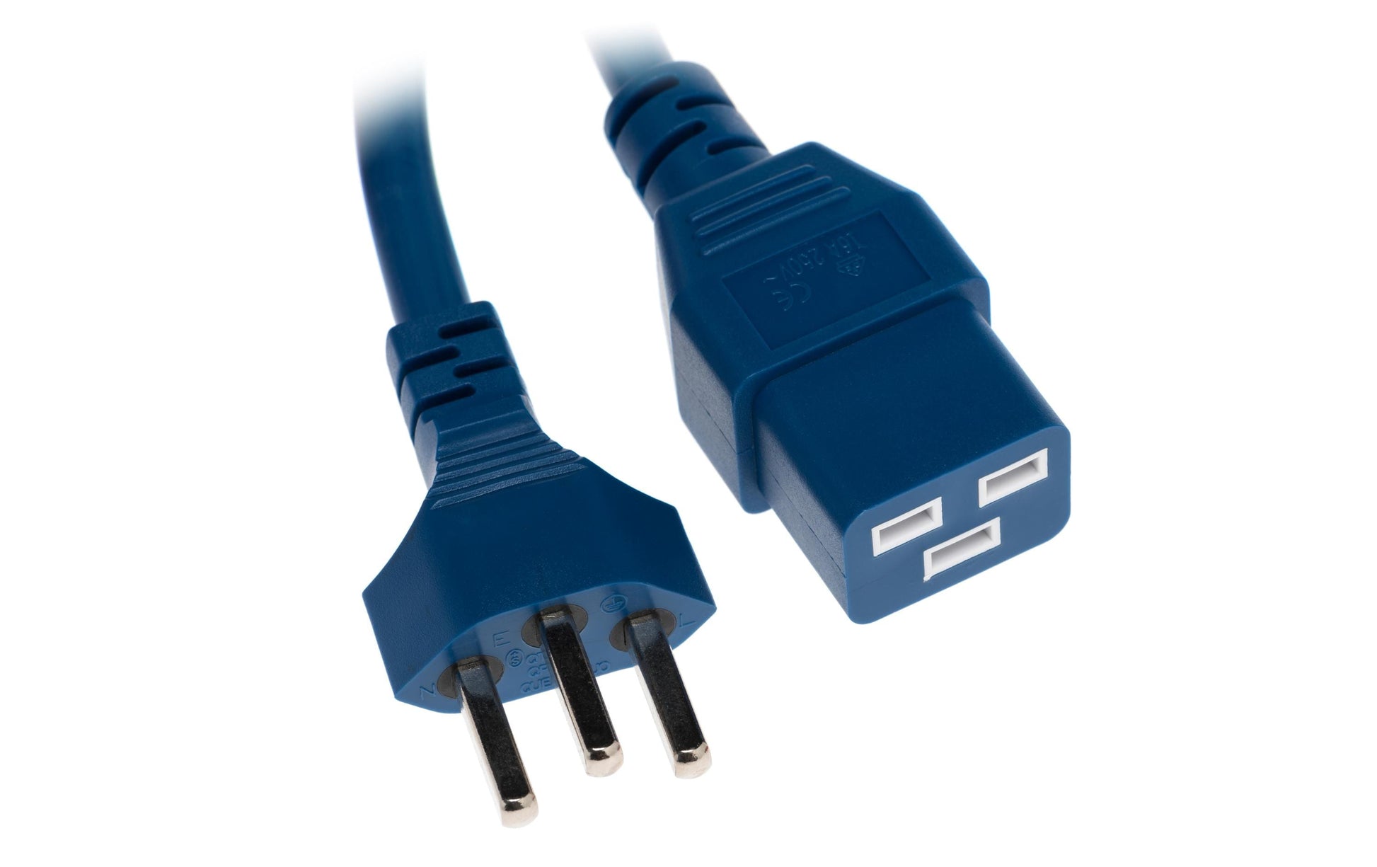 Diggelmann Netzkabel, T23 auf C19, 16 A, 2 m, Blau