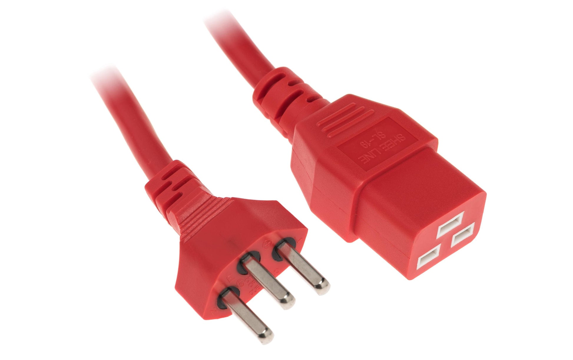 Diggelmann Netzkabel, T23 auf C19, 16 A, 2 m, Rot
