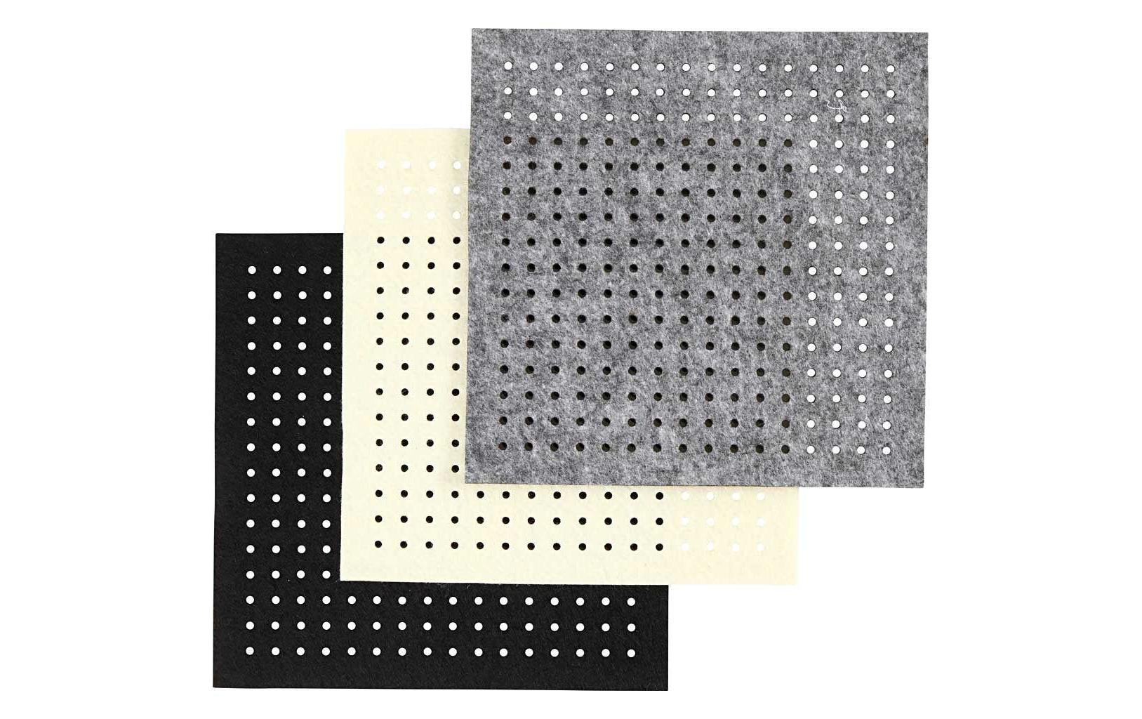 Creativ Company Bastelfilz mit Löchern – 3 mm, Beige, Schwarz, Grau