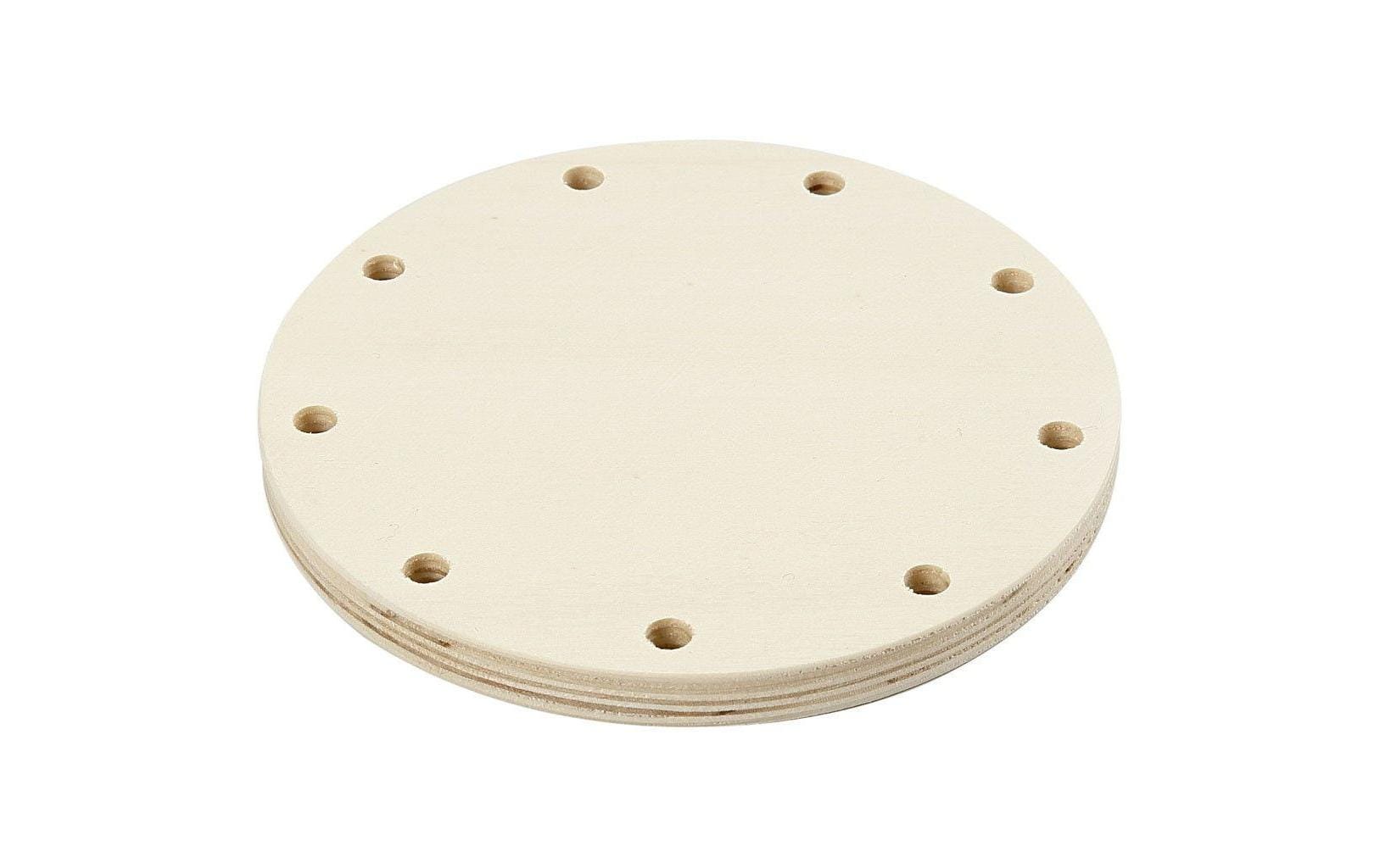 Creativ Company Korbflechtschablone, Mischholz/MDF, Hellbraun, 12 × 12 cm, 1 cm, 9 Löcher Ø 6 mm