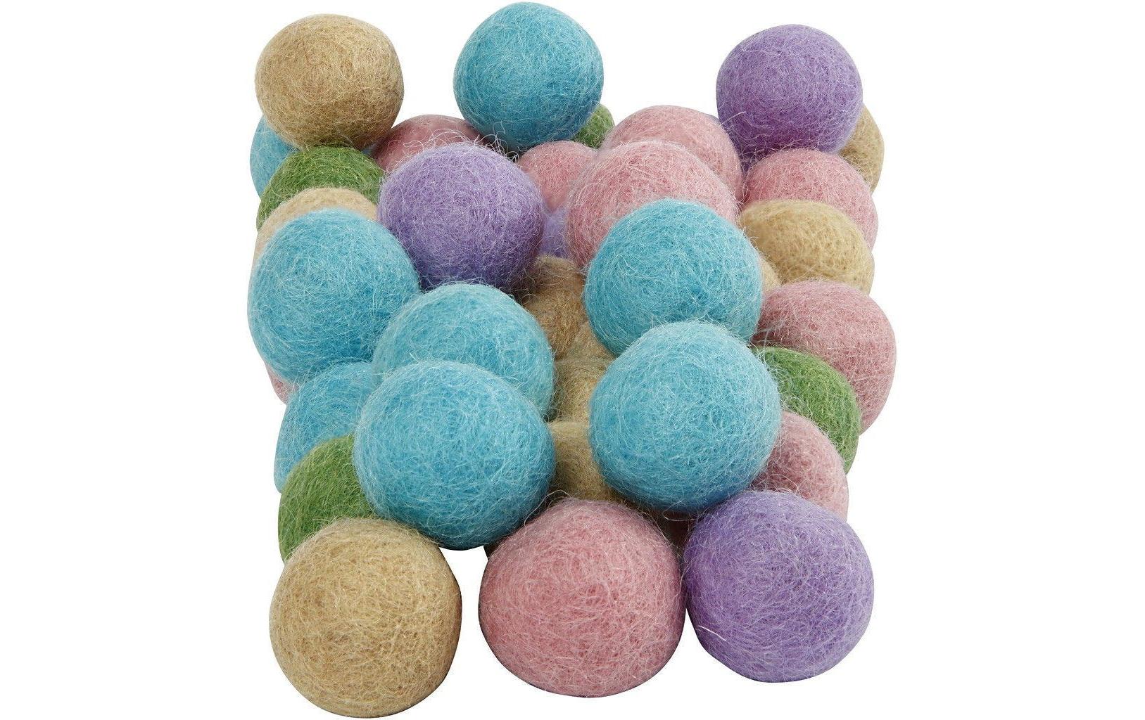 Creativ Company Filzkugeln, Wolle, Mehrfarbig (Grün, Pink, Türkis, Violett), Ø 20 mm, 64 Stk.
