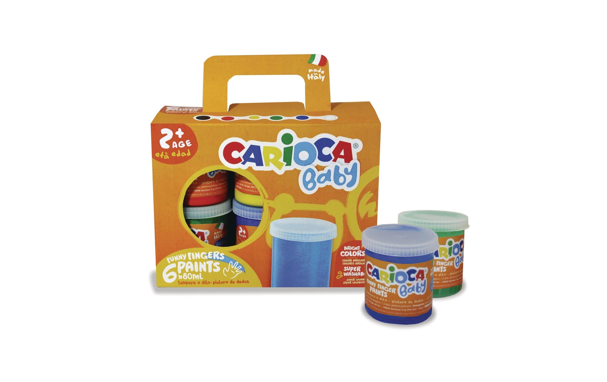 Carioca Baby-Fingermalfarben – Mehrfarbig – 6 Farben, 6×80 ml (480 ml)