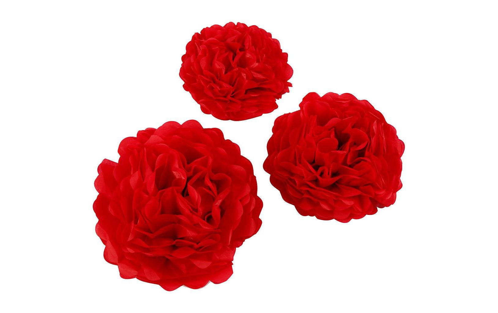 Creativ Company Papier-Pompons – rot – 20, 24, 30 cm – Papier – 3 Stk