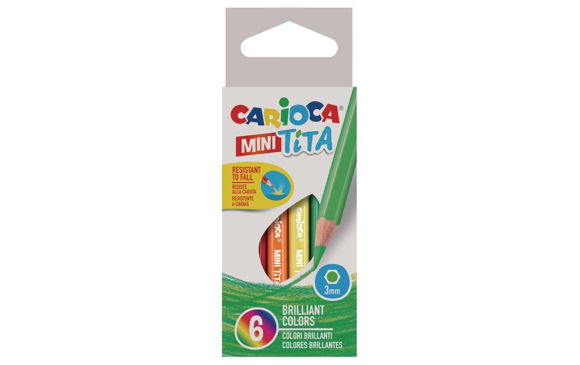Carioca Mini Buntstifte Tita – grün, orange, rot, gelb, 6 Stück