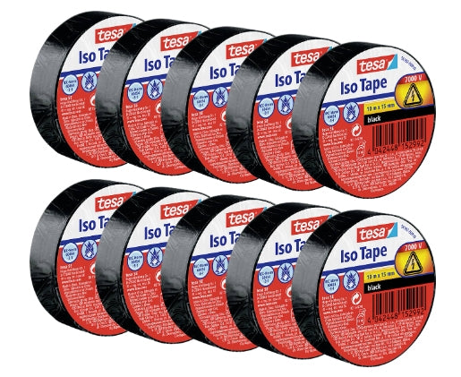 tesa Isolierband – 15 mm × 10 m, schwarz, stark