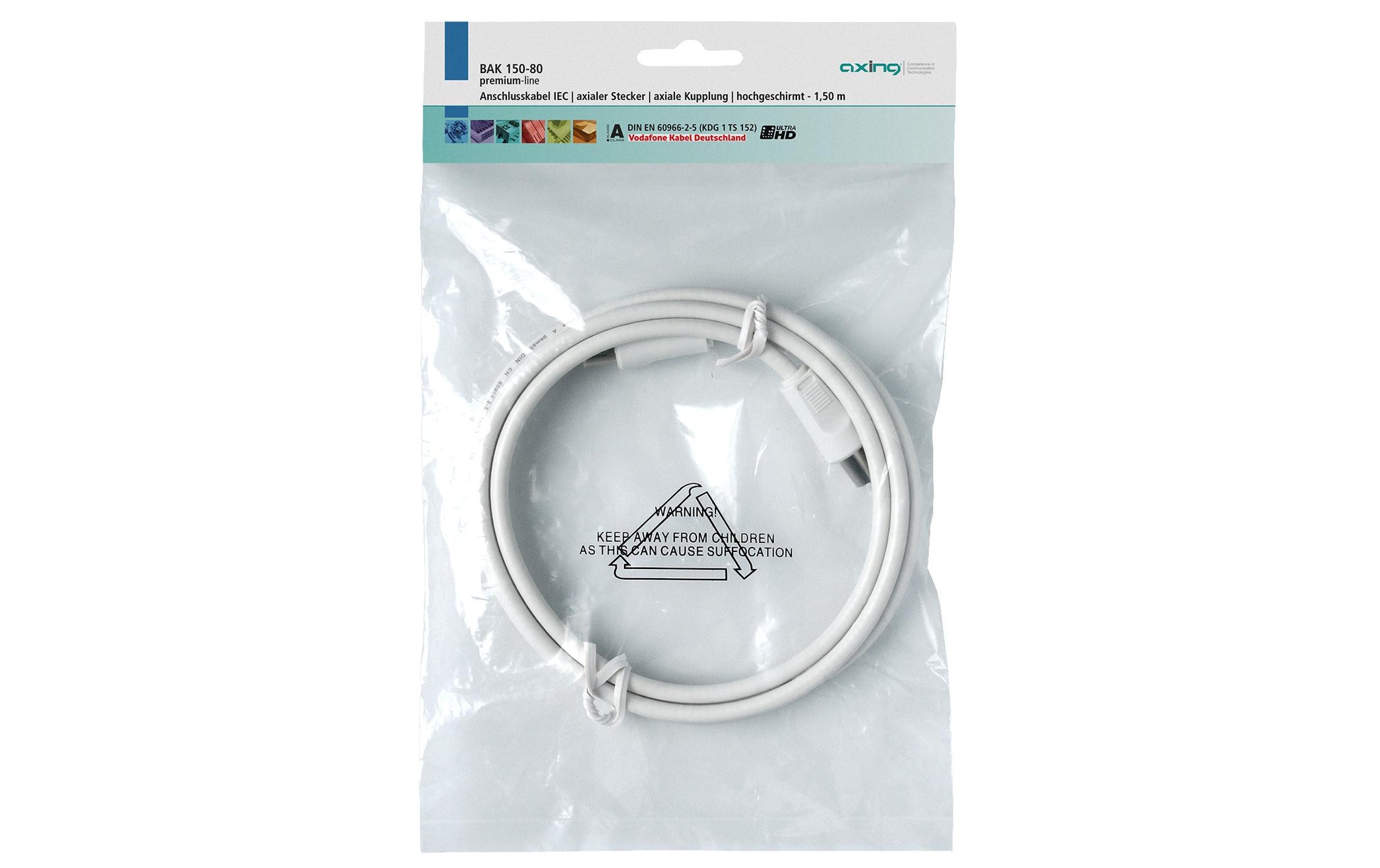 Axing Koaxial-Antennenkabel (IEC) – 2 m – Weiss