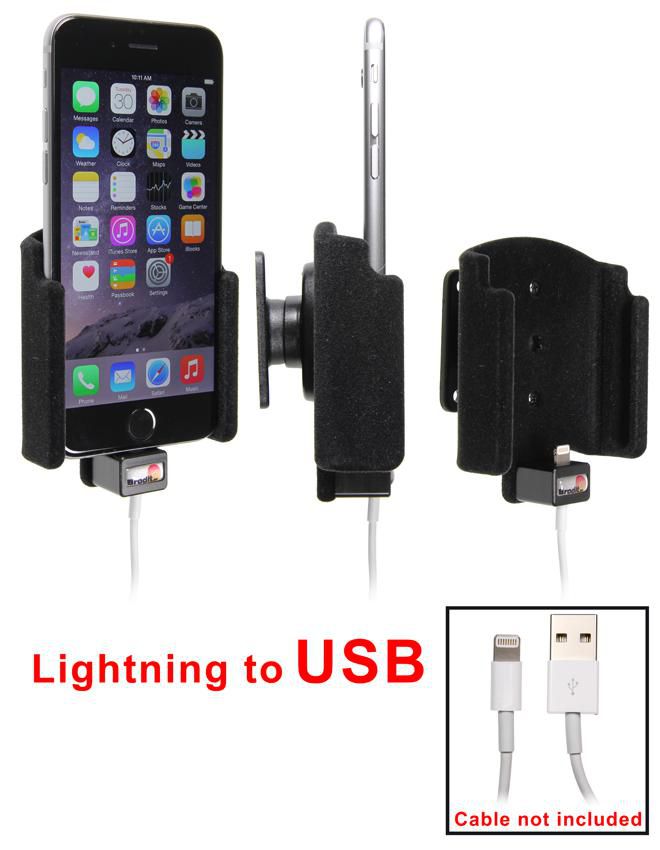Brodit PA 514660 – Auto-Halterung – mit Lightning-Kabel, drehbar – für Auto, für iPhone 6 – Schwarz