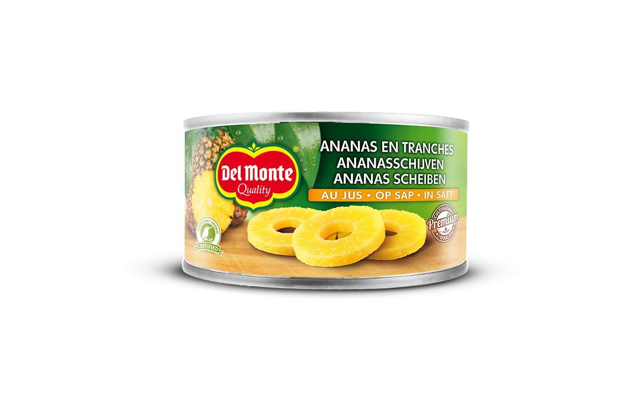 Del Monte Ananasscheiben – in Ananassaft, natursüss – 6 × 140 g
