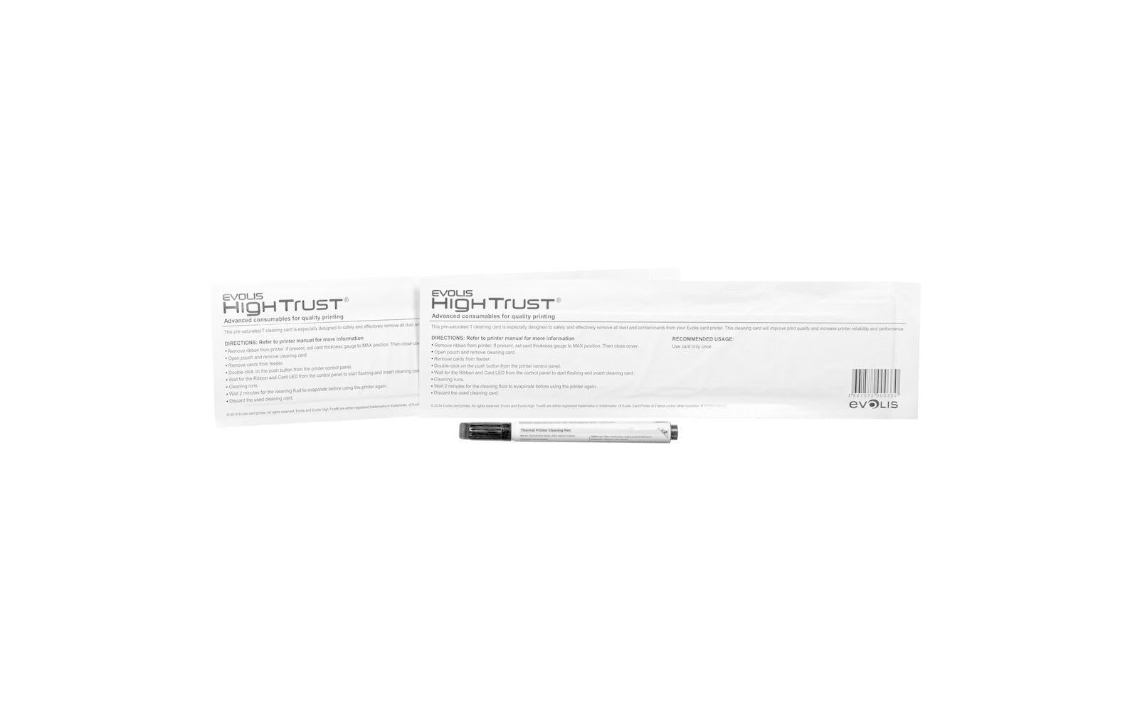 Evolis Wartungs-Kit, 2 Reinigungskarten, 1 Stift – für Badgy 200, ACL008