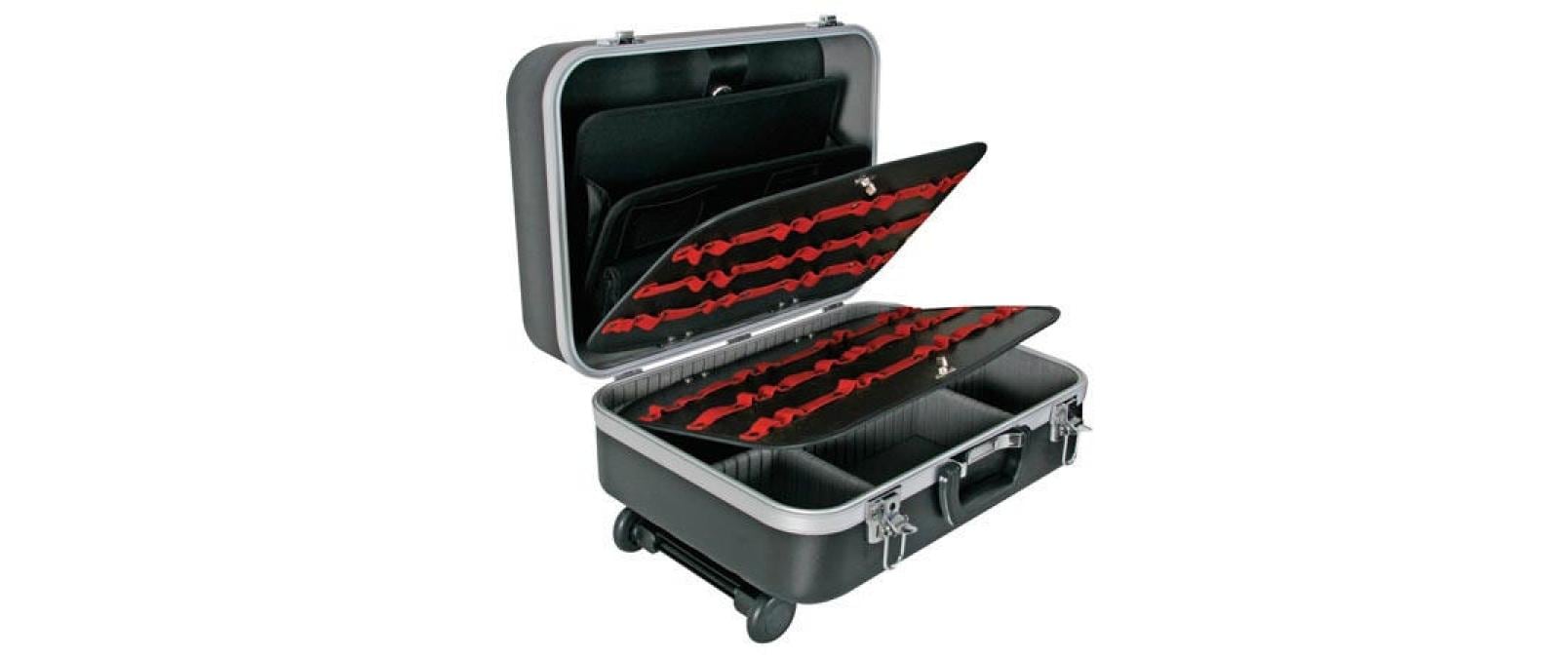 Perel 1819-T1 Werkzeugkoffer – leer, mit Rollen, Trolley, abschliessbar, schwarz, B 461 × H 190 × T 355 mm