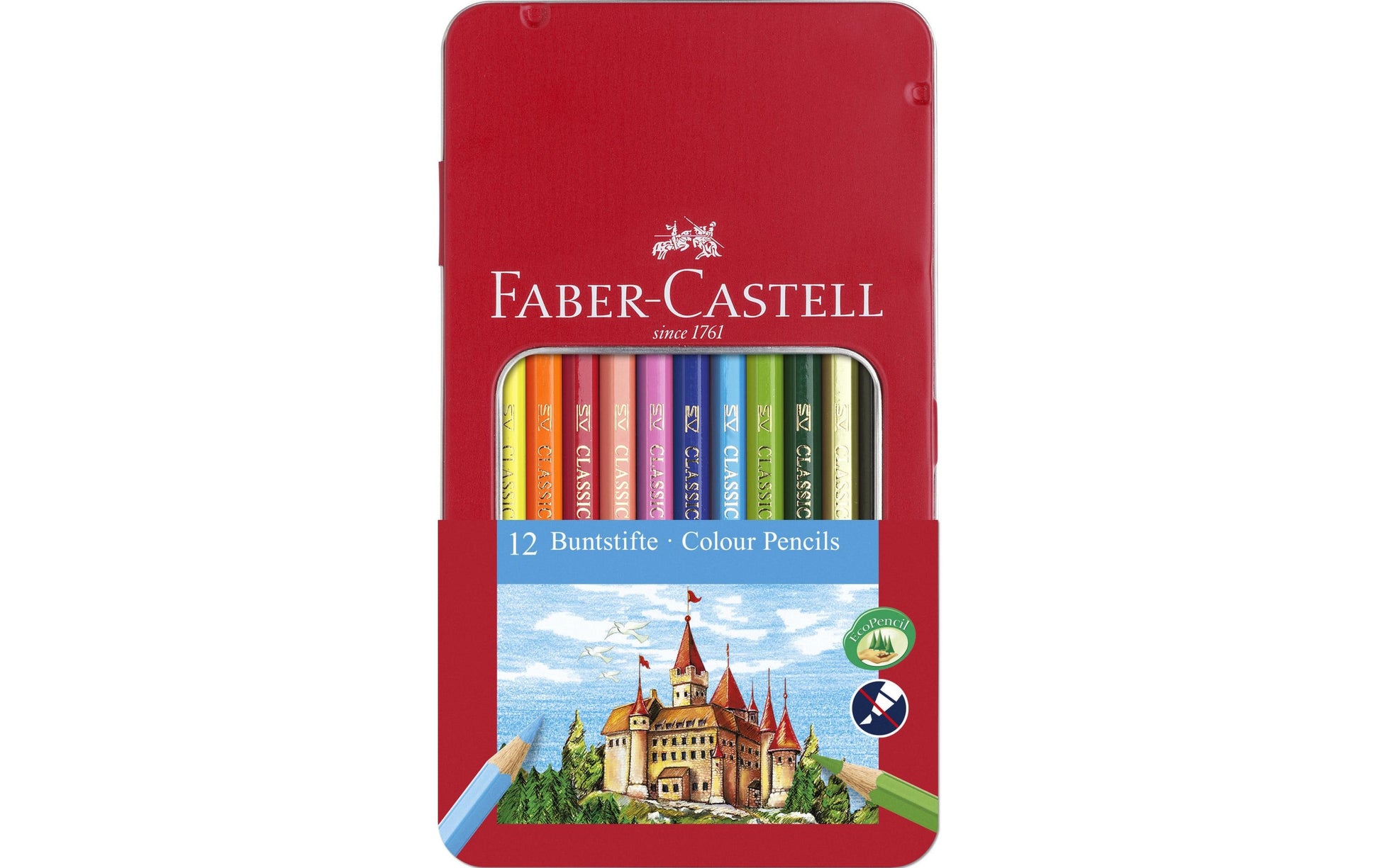 Faber-Castell Buntstifte Classic Colour 115801 – Sechskant, 12 Farben, im Metalletui