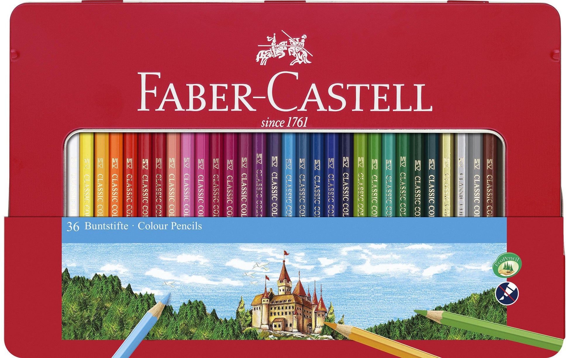 Faber-Castell Buntstift, Mehrfarbig, 36er-Metalletui – Bruchfeste Mine, Sechskant