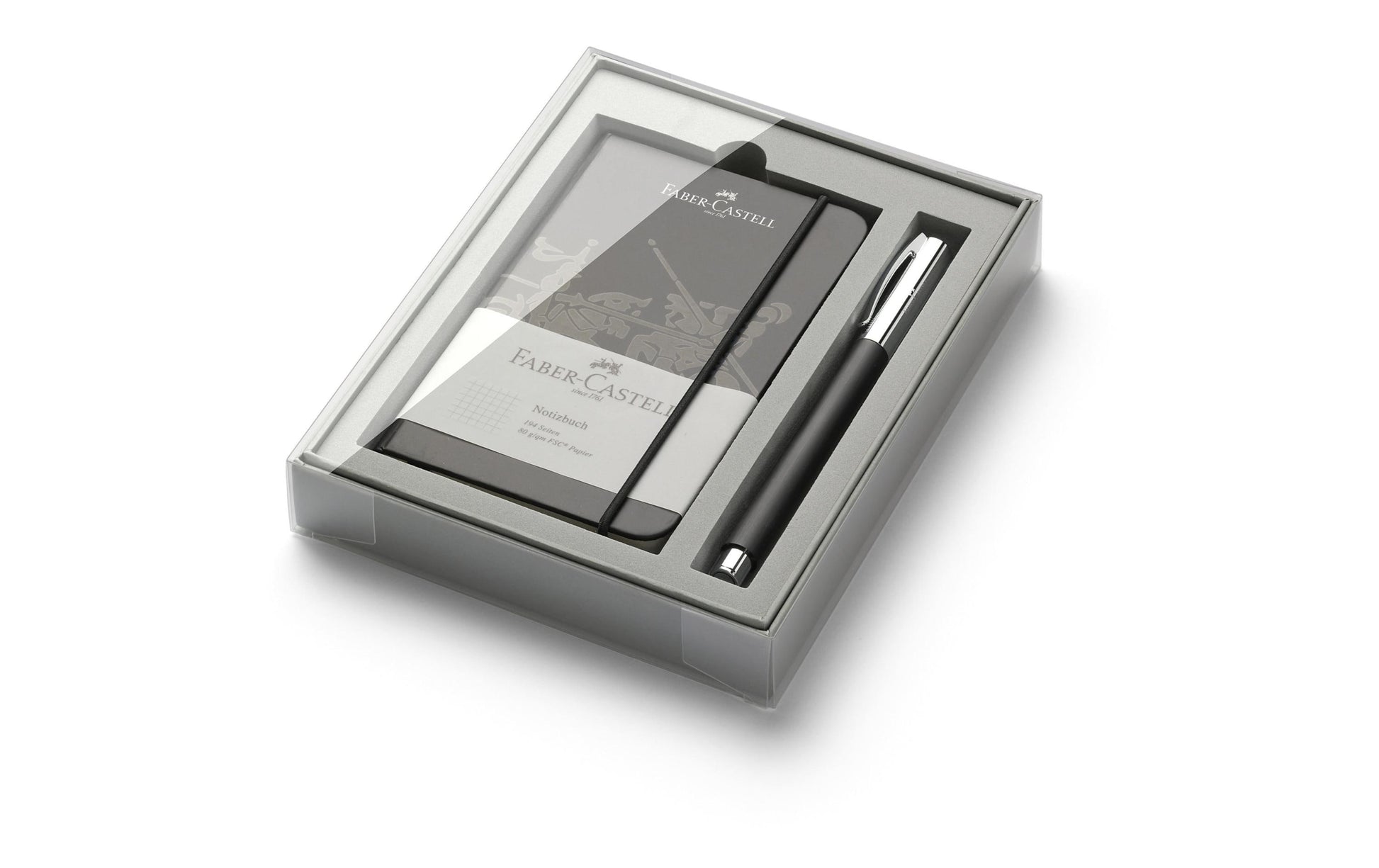 Faber-Castell Ambition 149624 – Tintenroller, schwarz, mit Kappe, Edelharz, grau