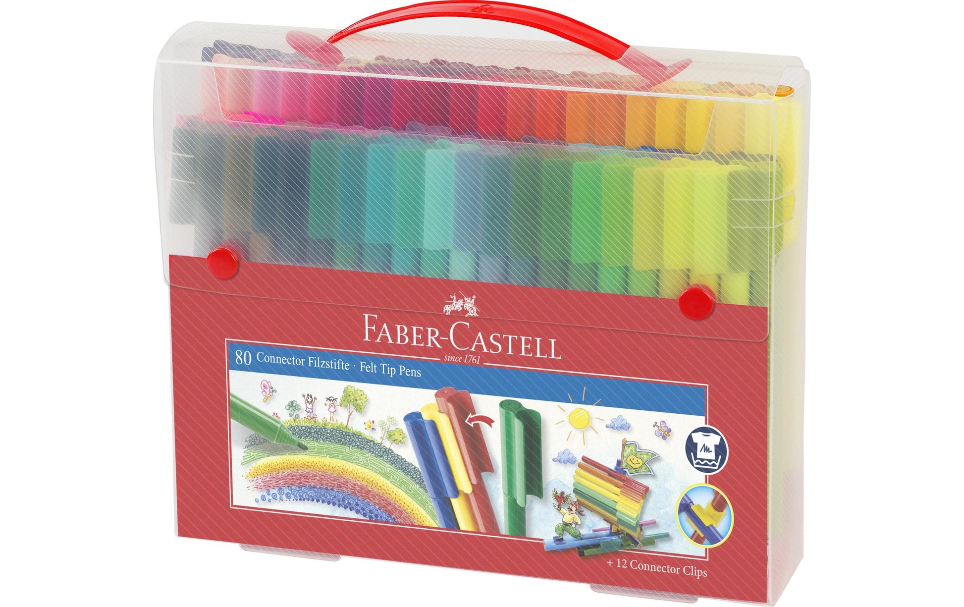 Faber-Castell Connector Pen Filzstift – 2,0 mm, wasserbasiert, auswaschbar, 80 Farben