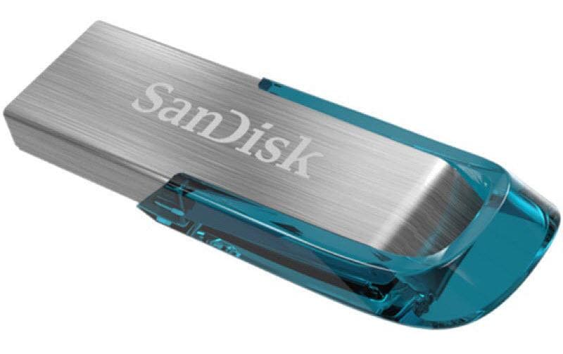 SanDisk Ultra Flair USB-Stick – 128 GB, USB 3.0, Tropical Blue