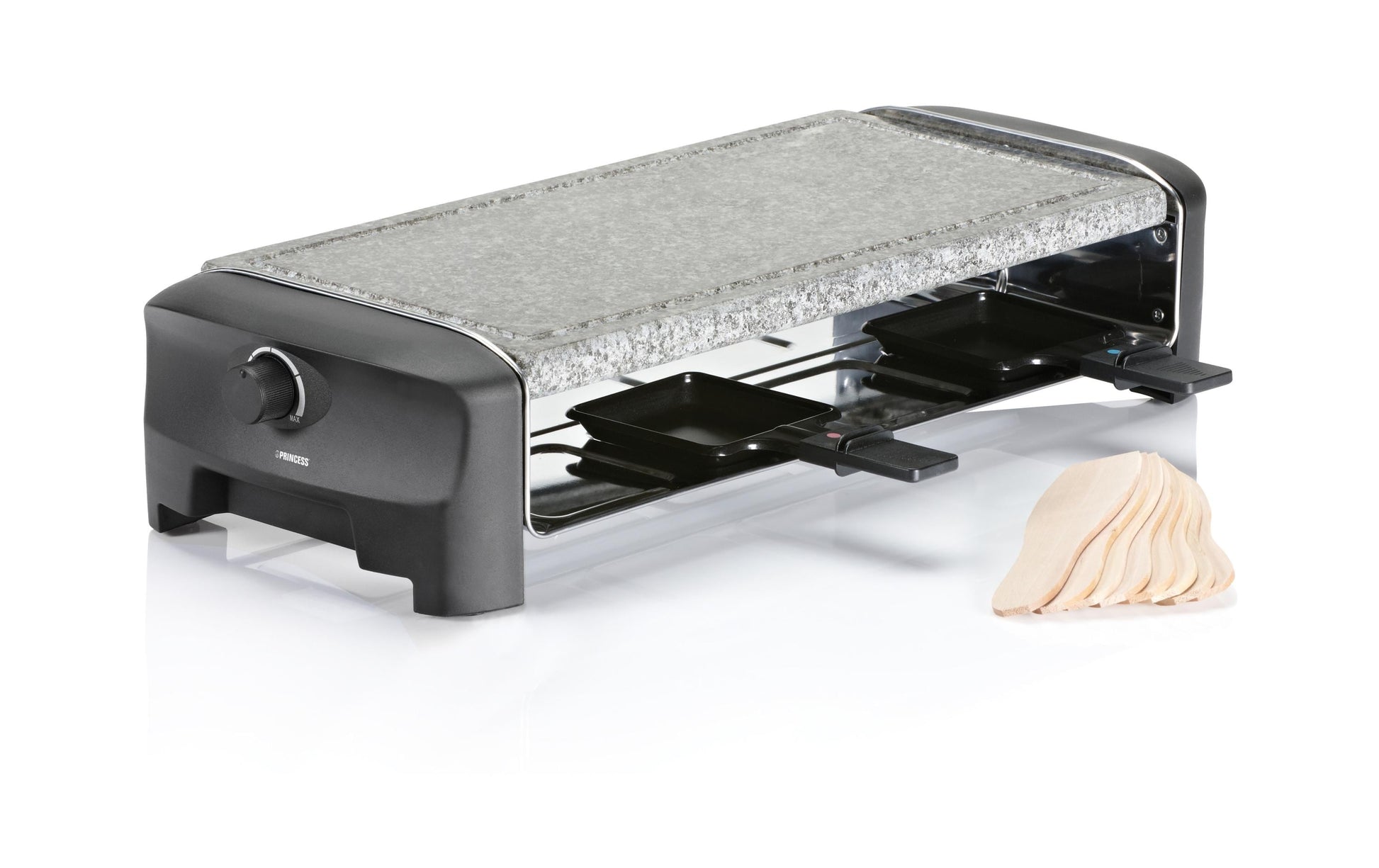Princess Raclette-Grill 162830 – 8 Personen, Steinplatte, 1300 W – Schwarz