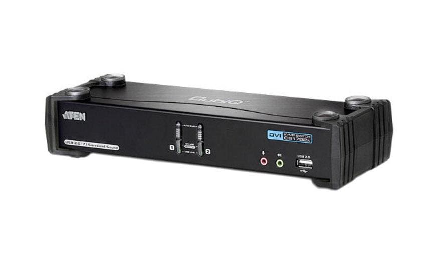 ATEN CS1782A – KVM-Switch 2×1, DVI-I/USB 2.0/3,5-mm-Audio, 2560 × 1600, USB-Hub, HDCP, 7.1-Audio, für Windows