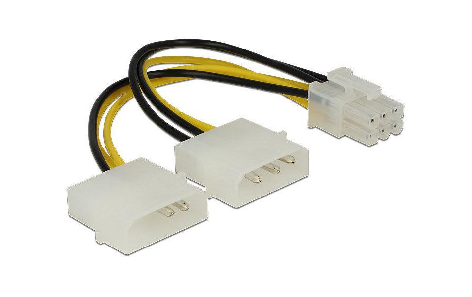 DeLOCK Y-Adapter Stromkabel – 2× Molex 4-polig (BIG) – PCIe 6-polig, 0,15 m