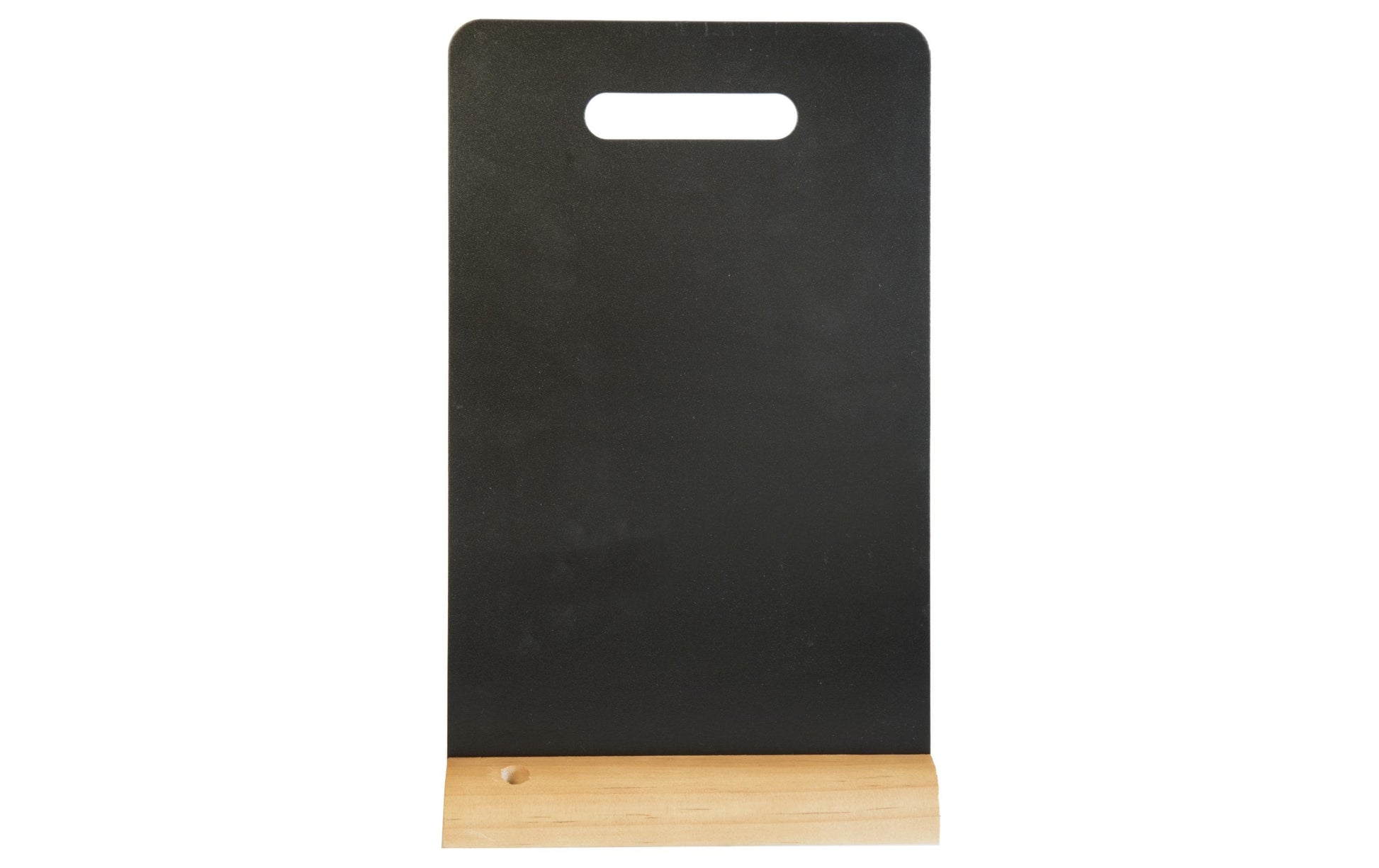 Securit Tischkreidetafel CARRY – 210 × 325 mm – Melamin, Holzsockel, schwarz – beidseitig – inkl. Kreidestift