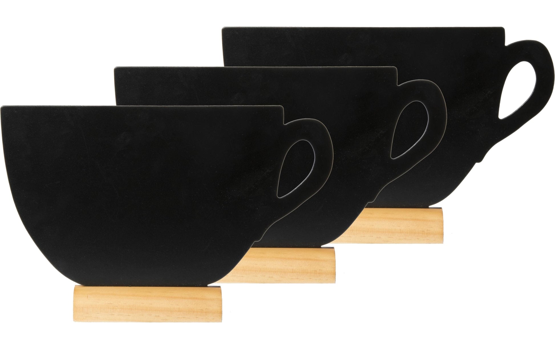 Securit Tischkreidetafel FBT-CUP – 330 × 220 mm, quer – Melamin, Holzsockel, schwarz – für Kreide